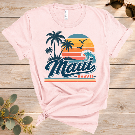 Maui Hawaii Retro Sunset Tee