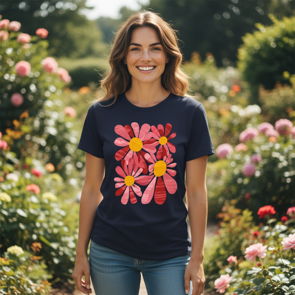 Pink Daisies Tee – Bella + Canvas Modern Fit