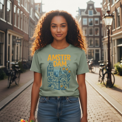 Amsterdam Skyline Travel Tee – Bella + Canvas Modern Fit
