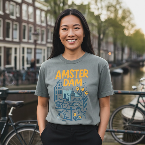 Amsterdam Skyline Travel Tee – Comfort Colors Relaxed Fit