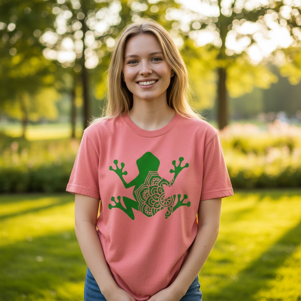 Frog Mandala Tee – Comfort Colors Relaxed Fit | Boho Frog Graphic Shirt