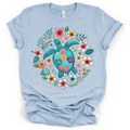 Sea Turtle Tropical Flowers Tee – Bella + Canvas Modern Fit