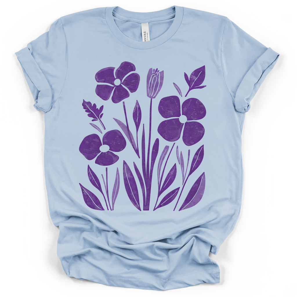 Purple Pansy Garden Tee - Bella + Canvas Modern Fit