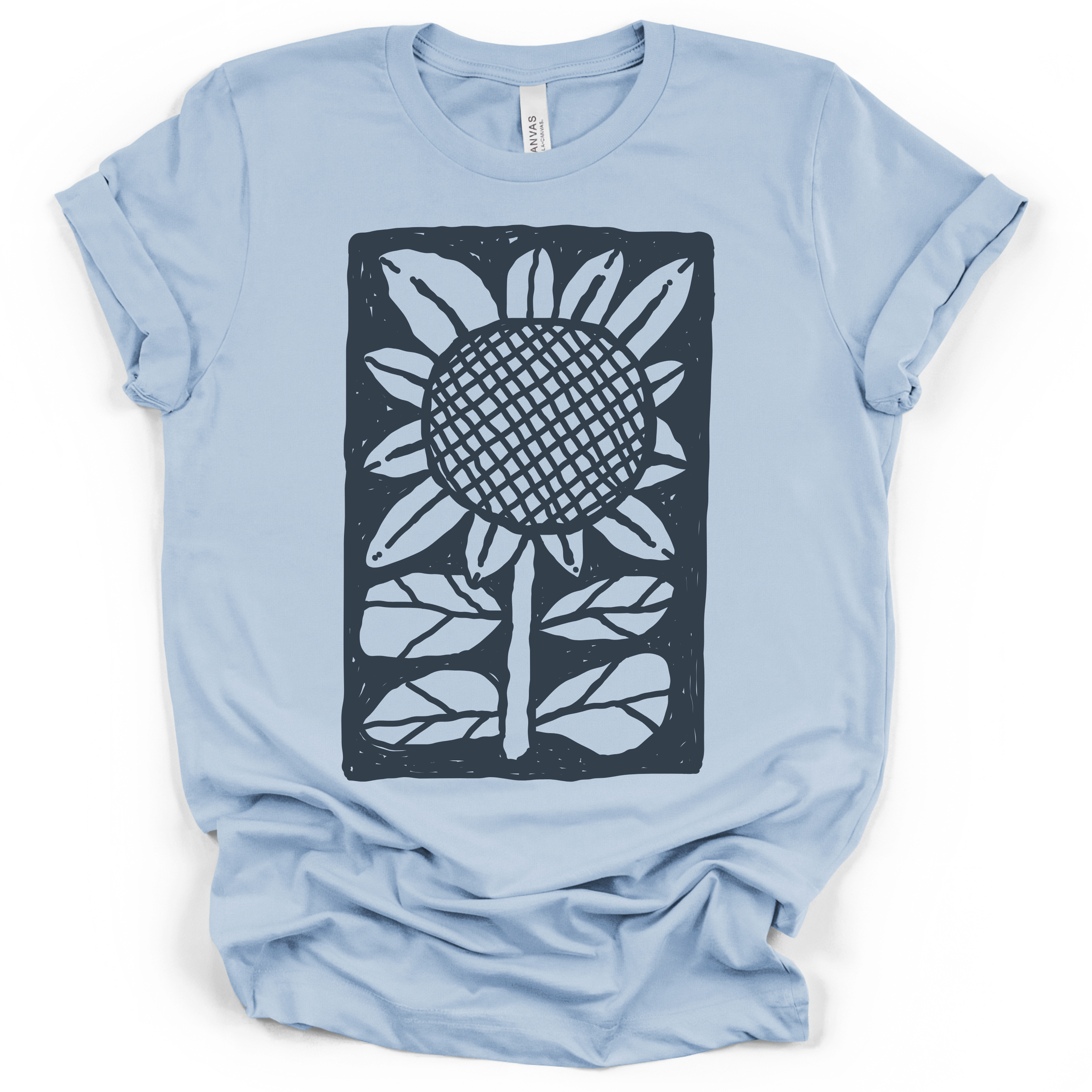 Sunflower Block Print T-Shirt – Bella + Canvas Modern Fit