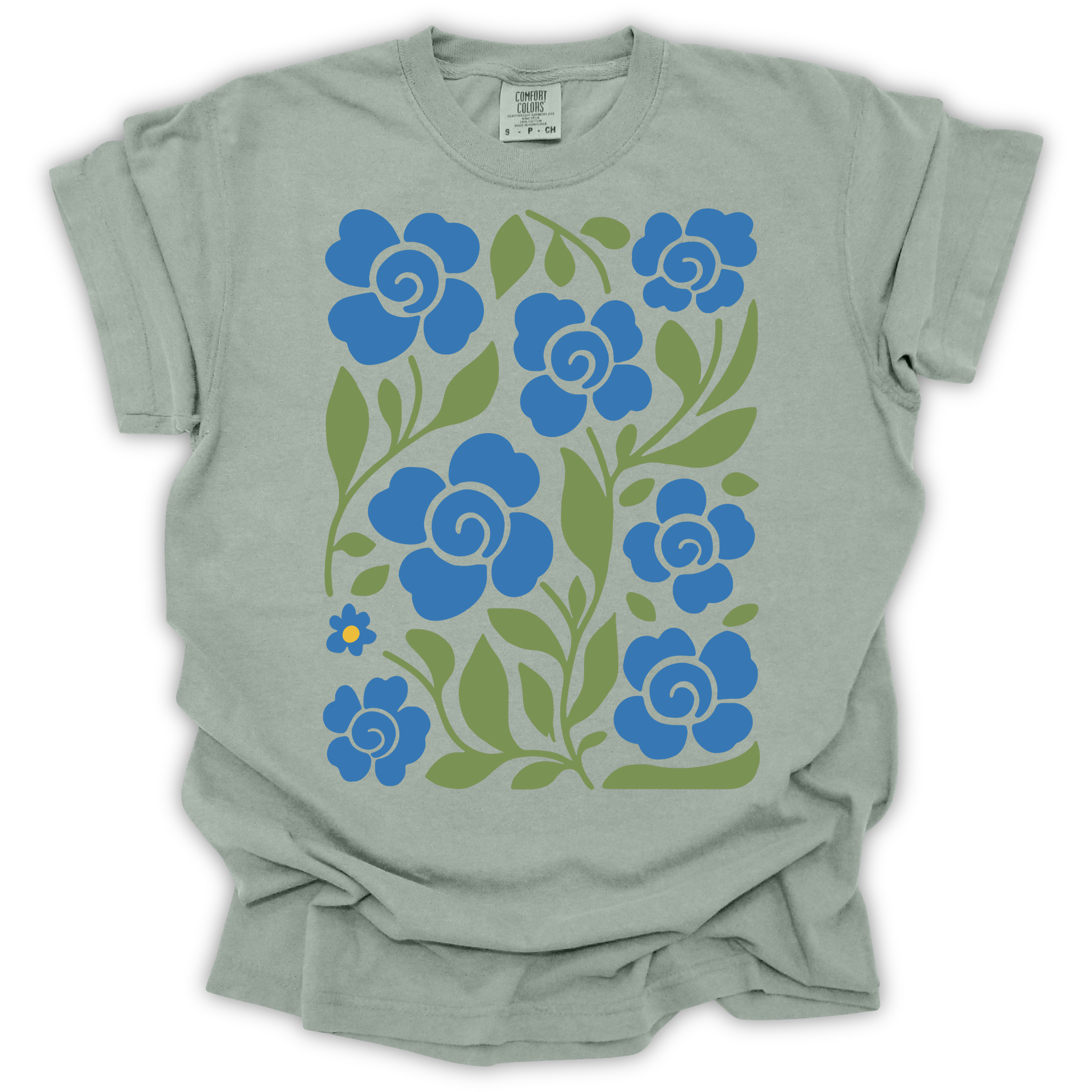 Boho Blue Roses T-Shirt – Comfort Colors Relaxed Fit