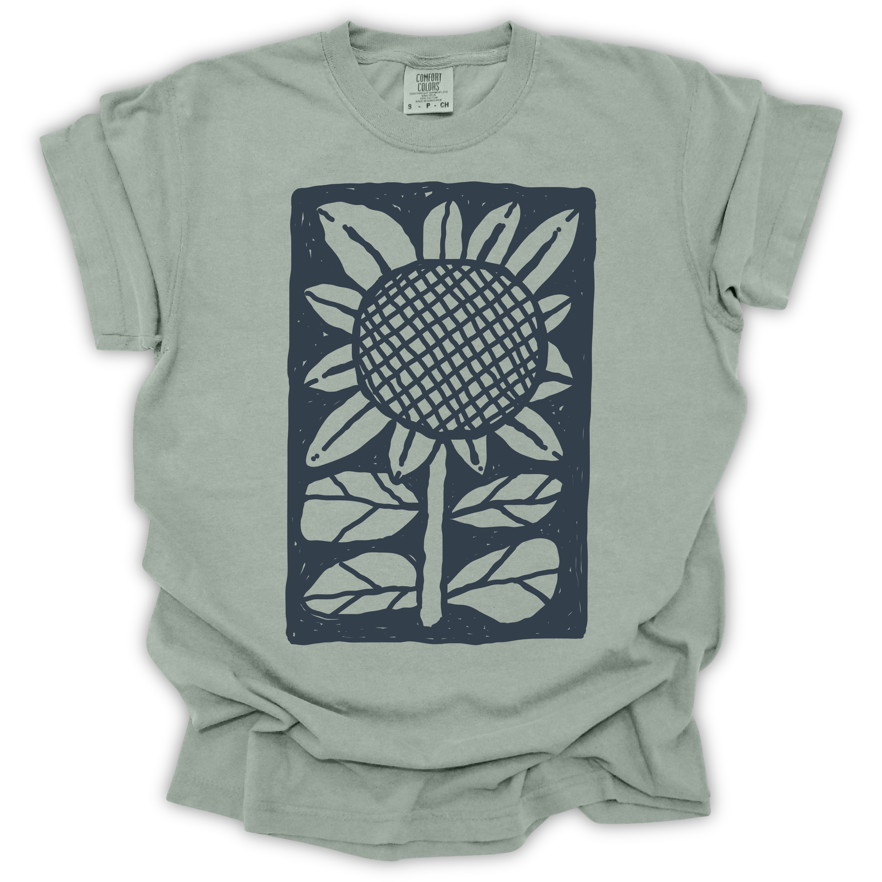 Sunflower Block Print T-Shirt – Comfort Colors Relaxed Fit