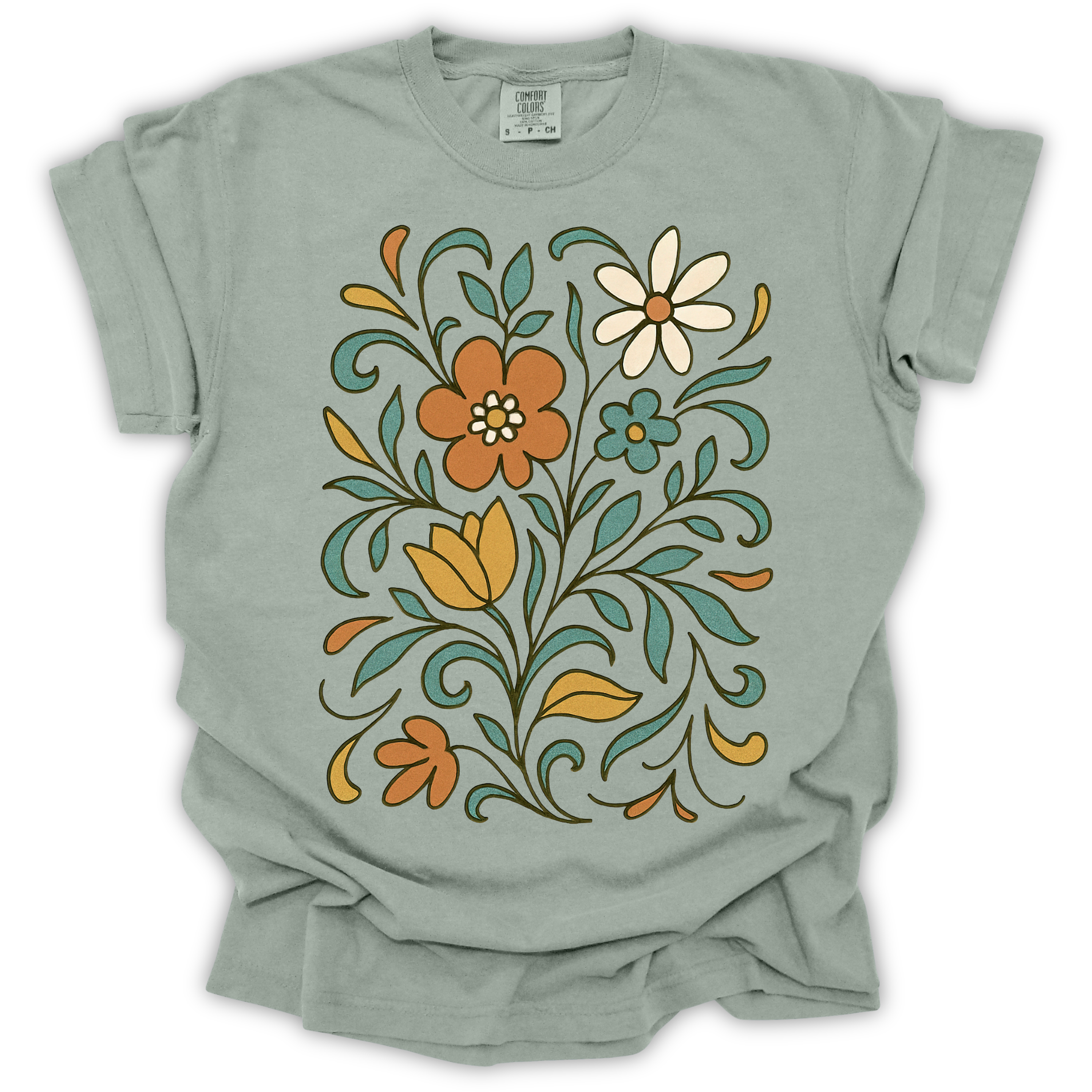 Floral Folk Art T-Shirt – Comfort Colors Relaxed Fit