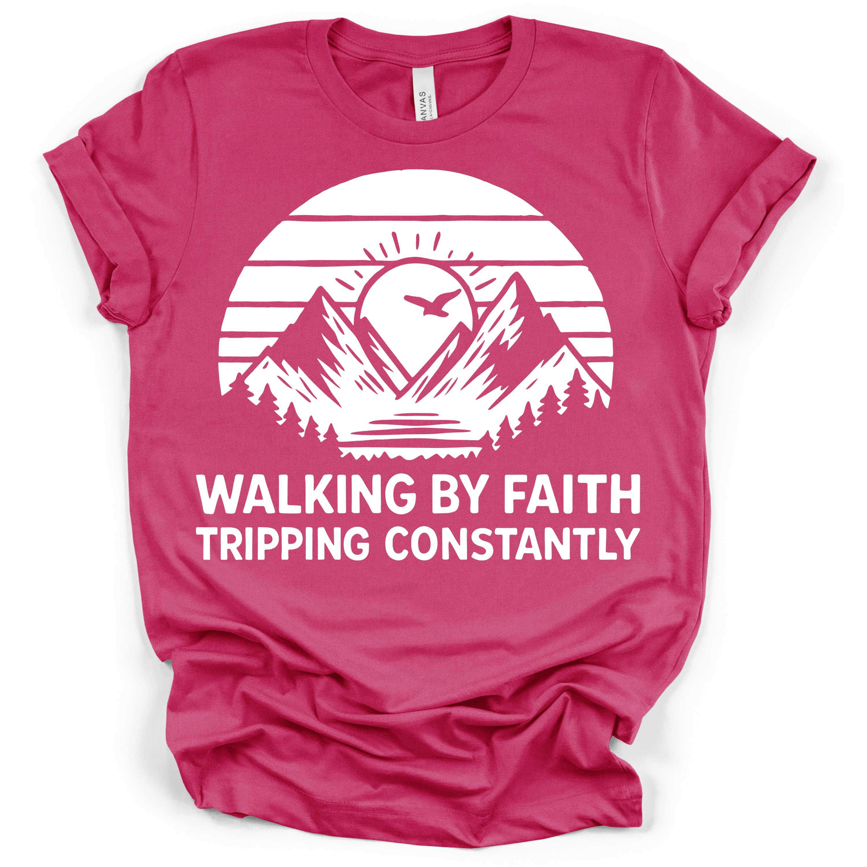 Walking by Faith Tripping Constantly Tee – Bella + Canvas Modern Fit | Christian Humor Shirt