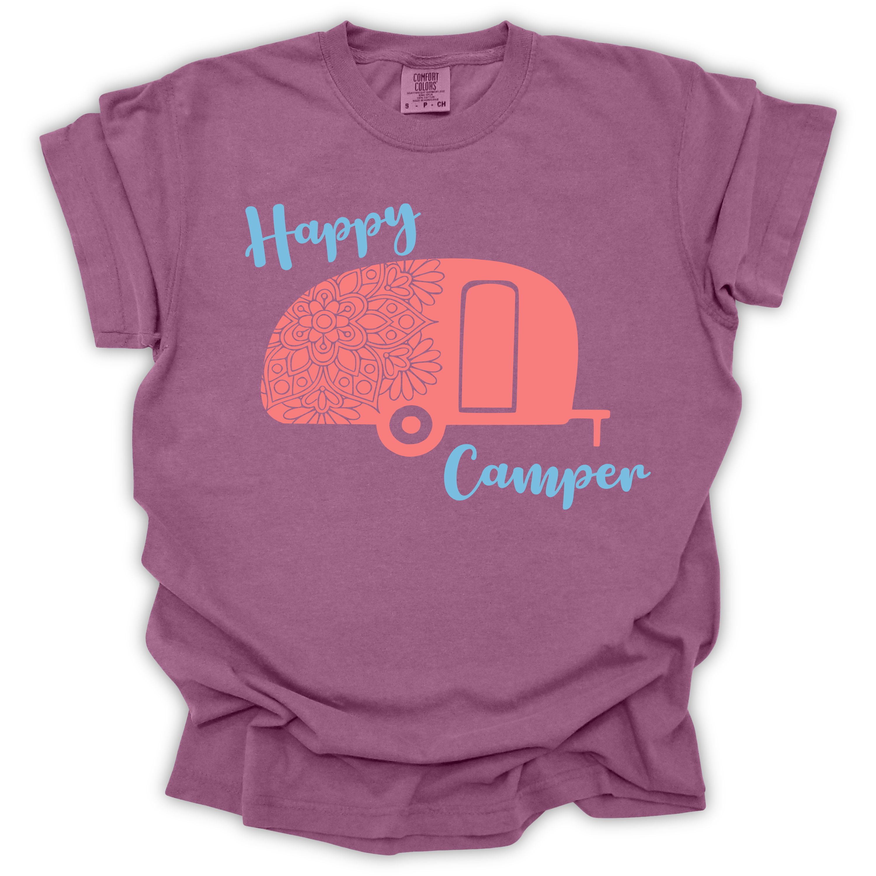 Happy Camper Tee – Comfort Colors Relaxed Fit | Camping Graphic Shirt