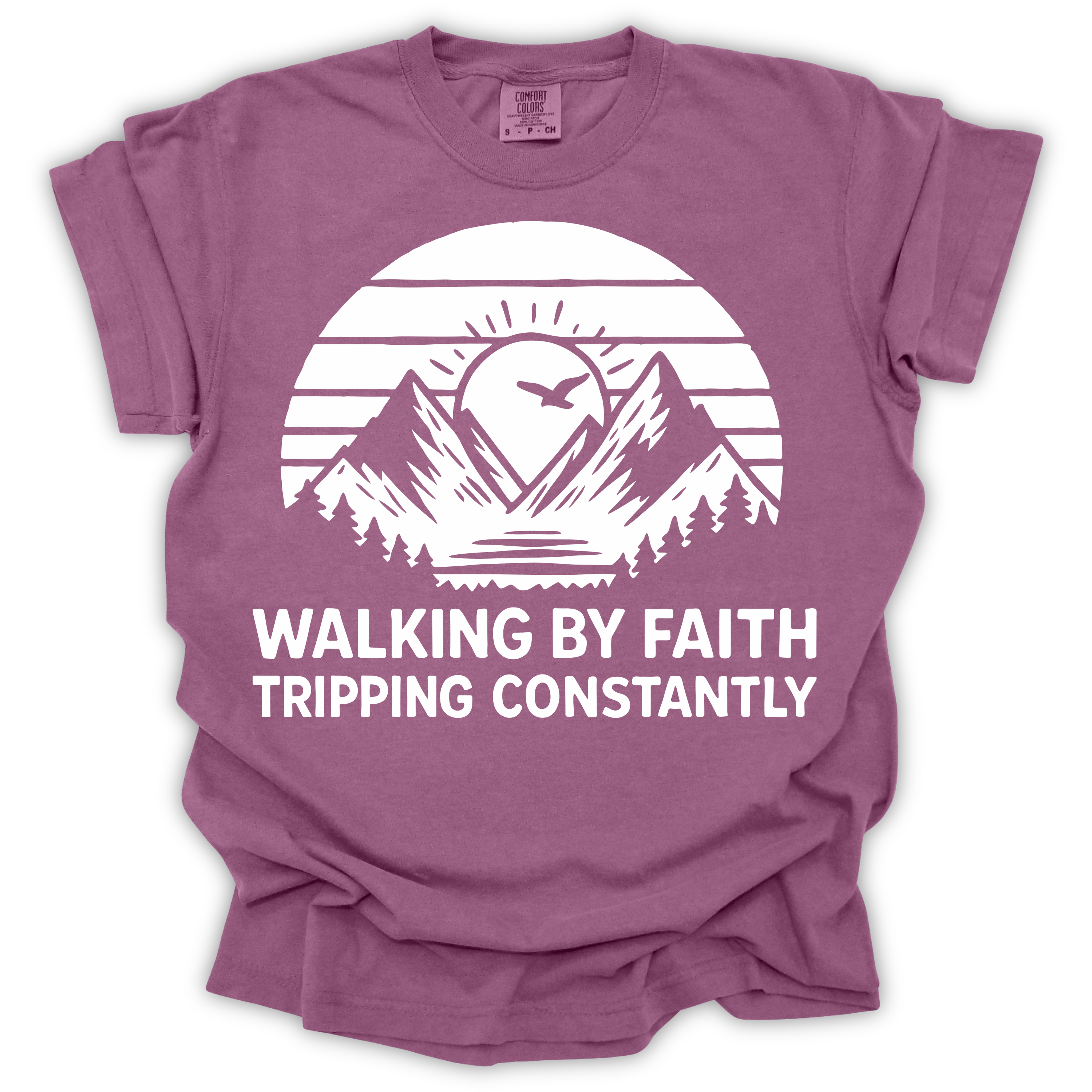 Walking by Faith Tripping Constantly Tee – Comfort Colors Relaxed Fit | Christian Humor Shirt