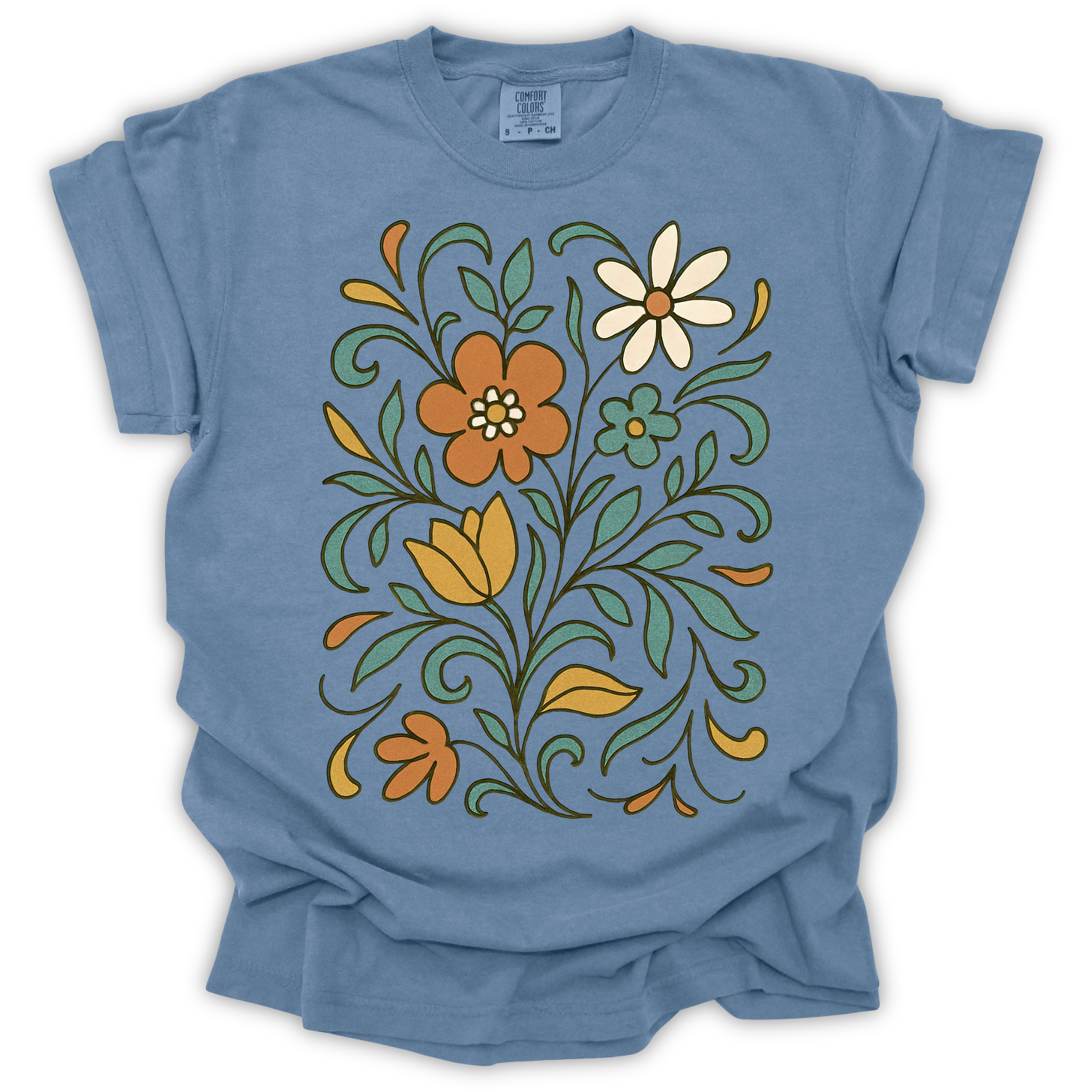 Floral Folk Art T-Shirt – Comfort Colors Relaxed Fit