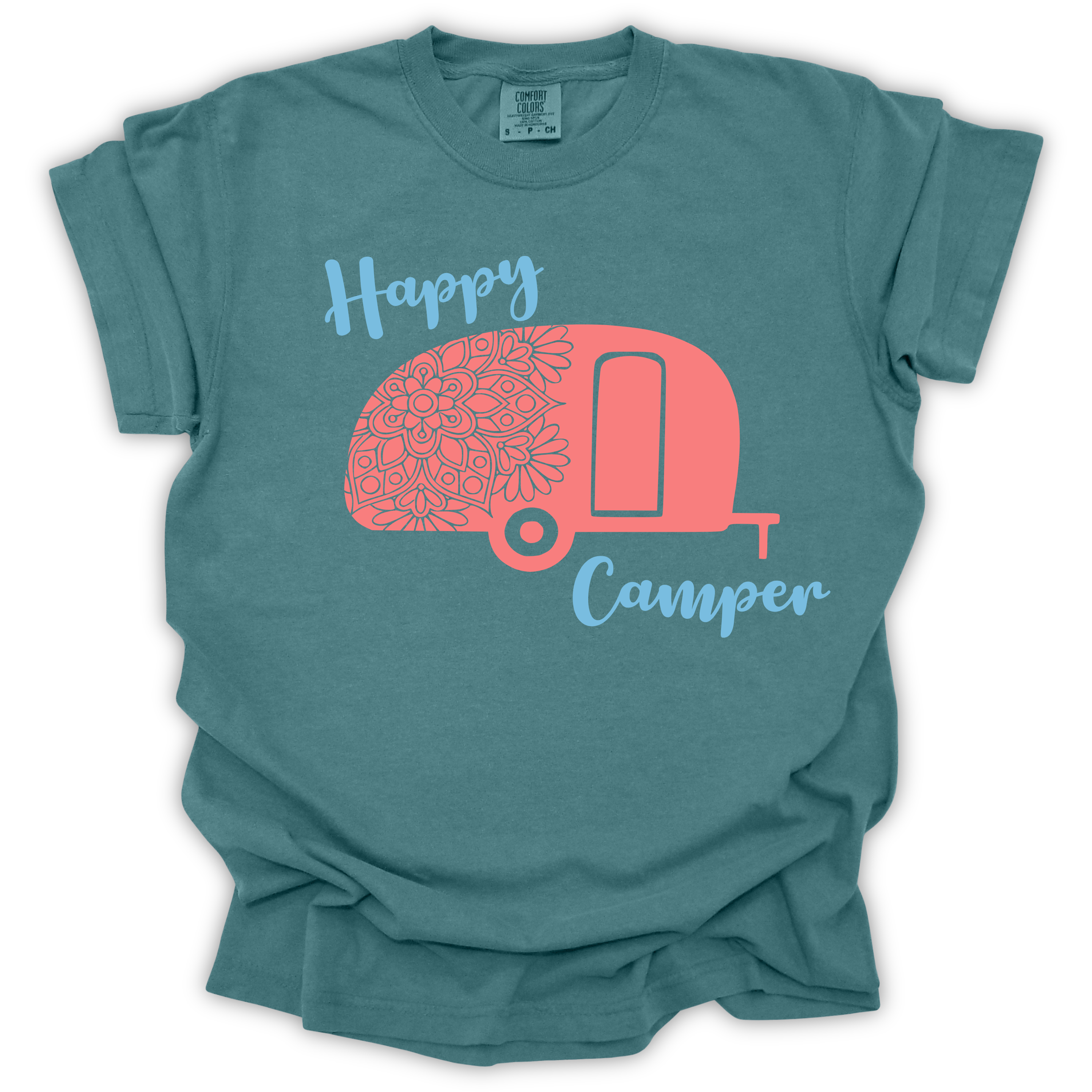 Happy Camper Tee – Comfort Colors Relaxed Fit | Camping Graphic Shirt