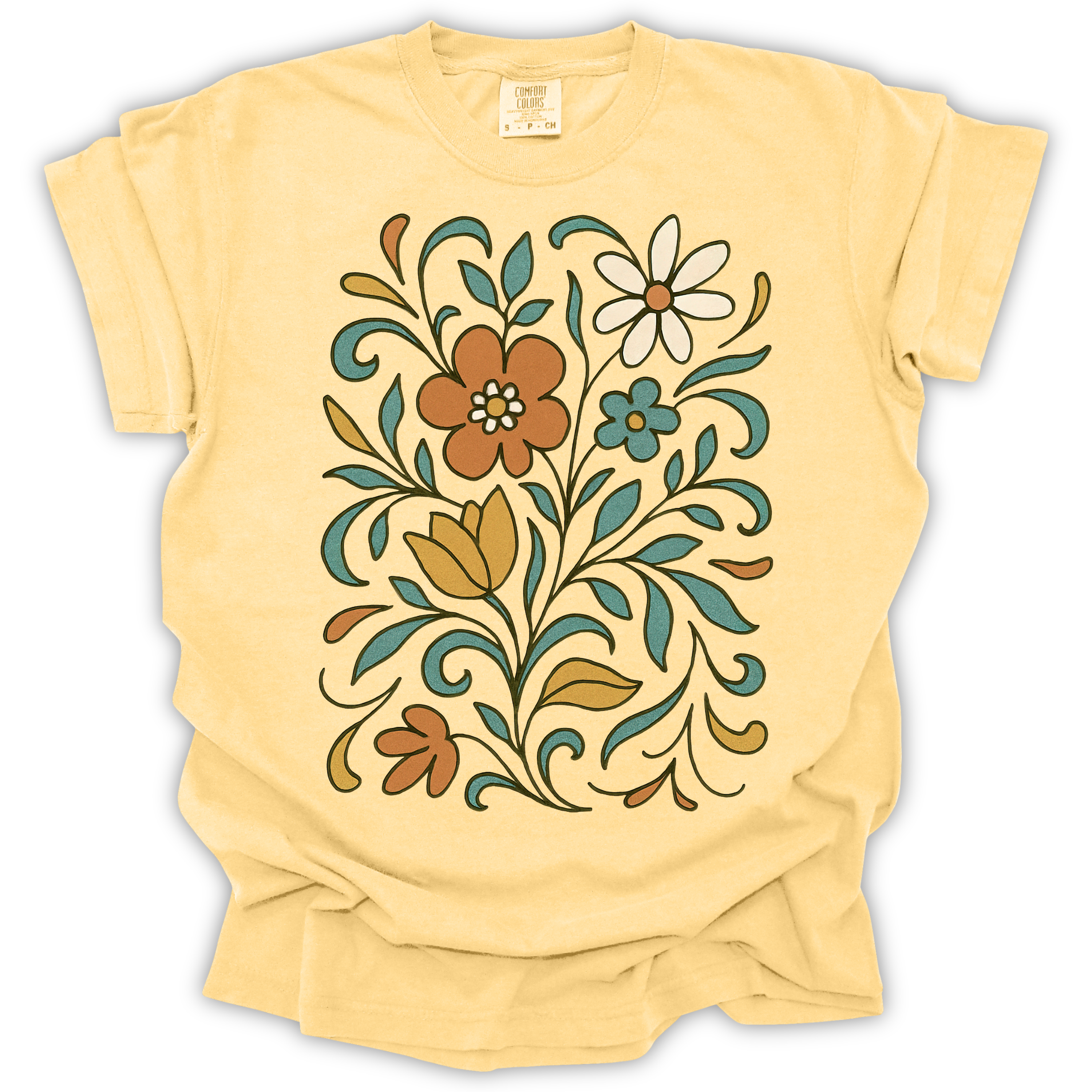 Floral Folk Art T-Shirt – Comfort Colors Relaxed Fit