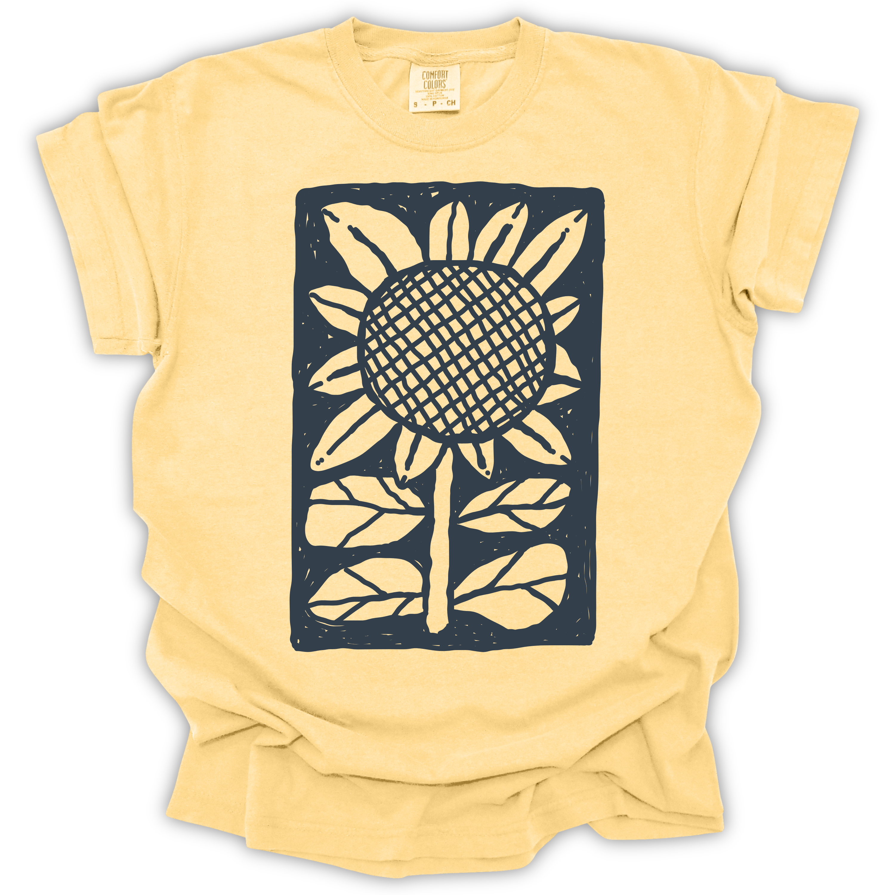 Sunflower Block Print T-Shirt – Comfort Colors Relaxed Fit