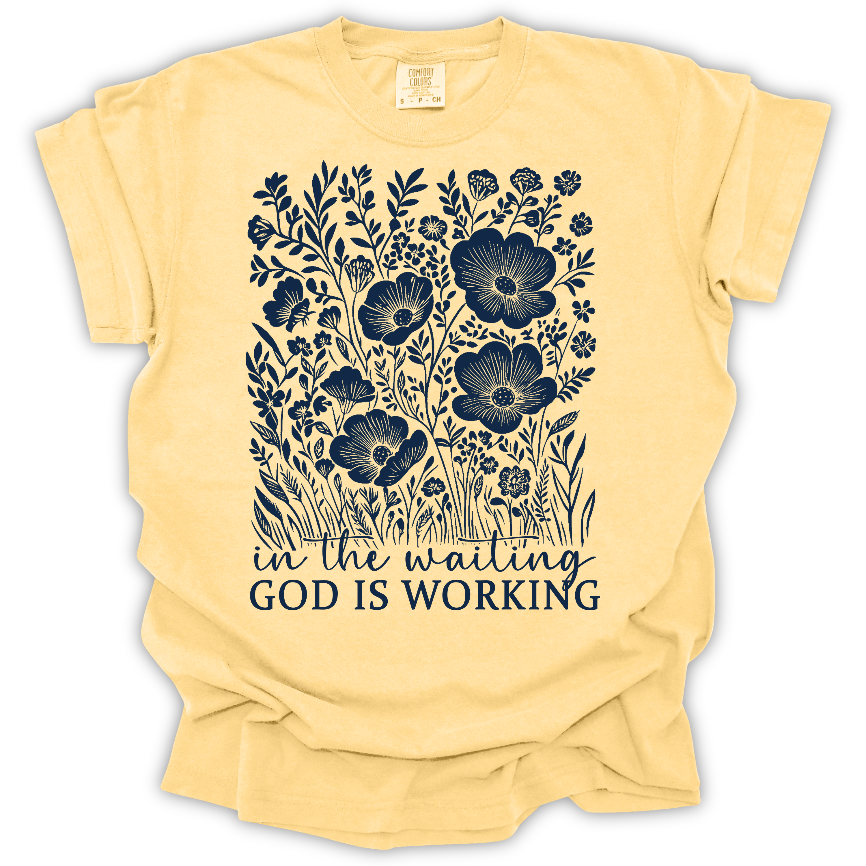 In the Waiting, God is Working T-Shirt – Comfort Colors Relaxed Fit