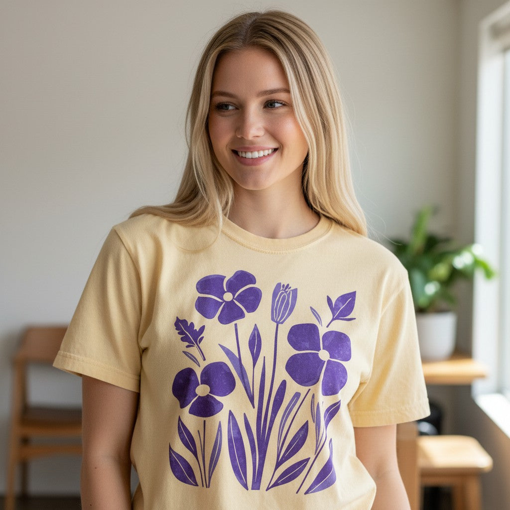 Purple Pansy Garden Tee - Comfort Colors Relaxed Fit