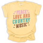 Peace, Love & Country Music Lover Tee – Comfort Colors Relaxed Fit