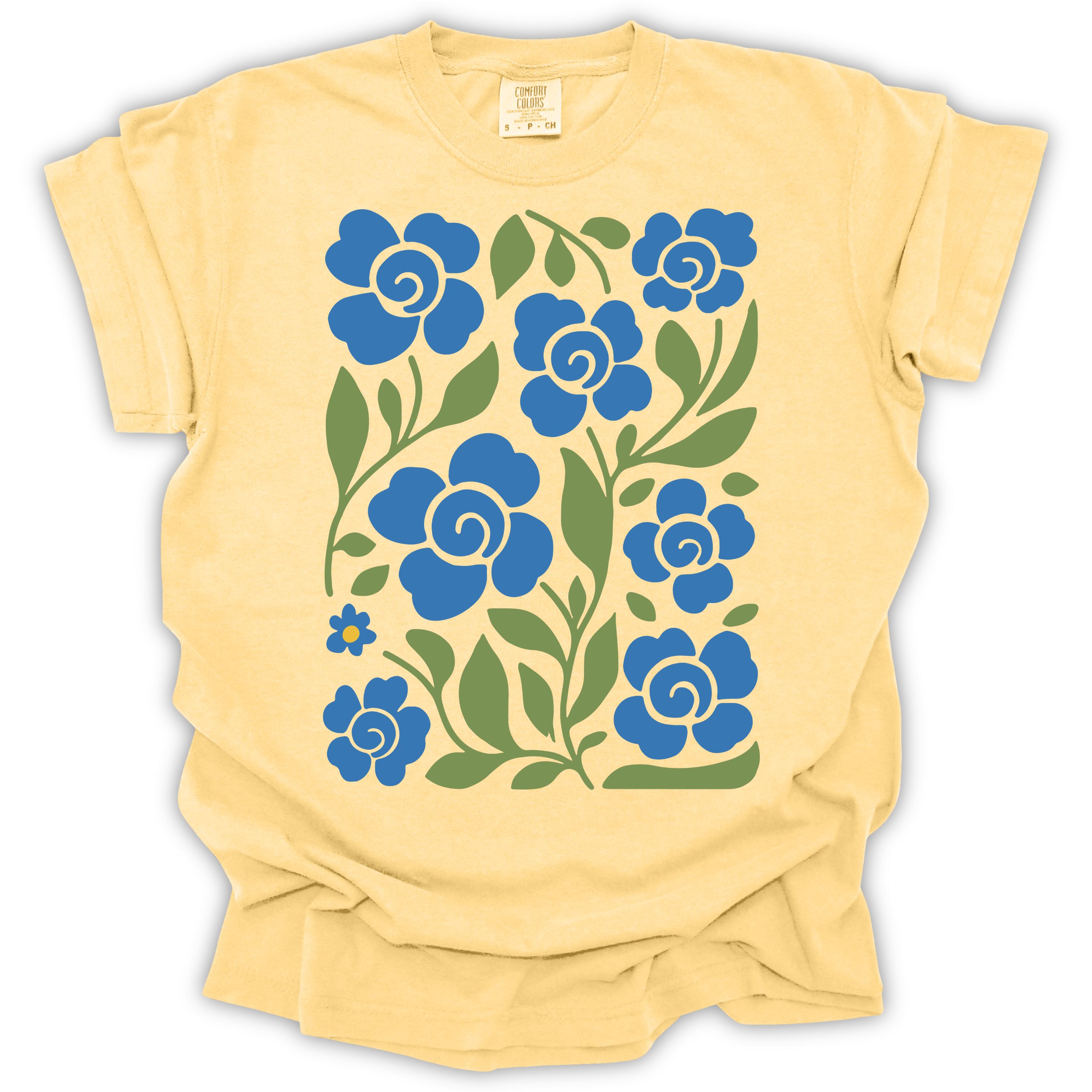 Boho Blue Roses T-Shirt – Comfort Colors Relaxed Fit