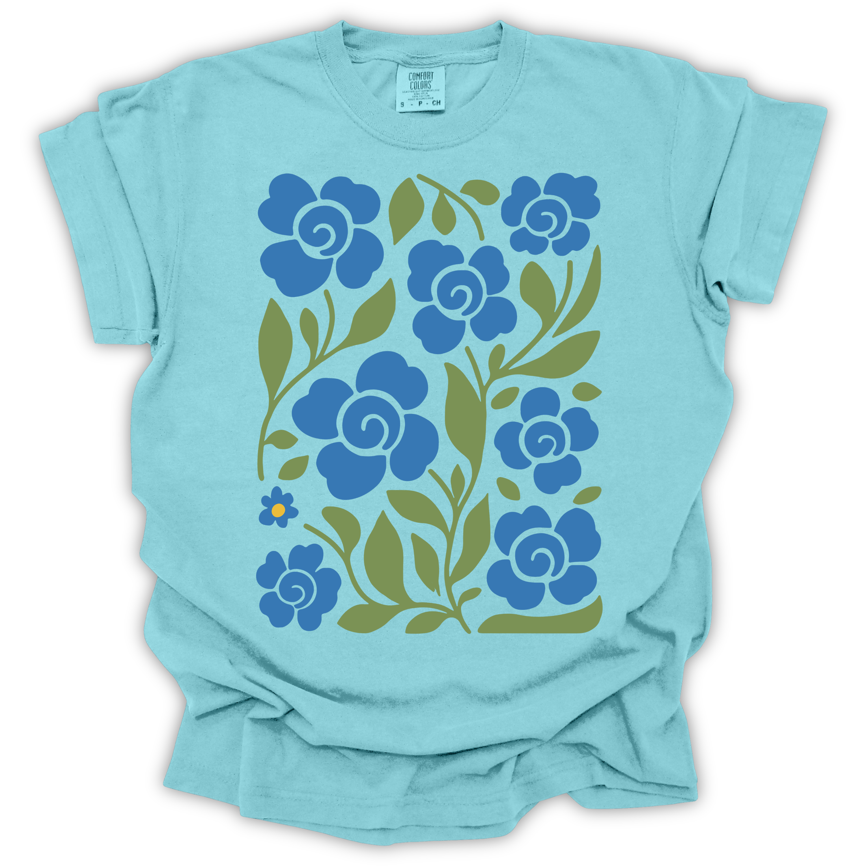 Boho Blue Roses T-Shirt – Comfort Colors Relaxed Fit