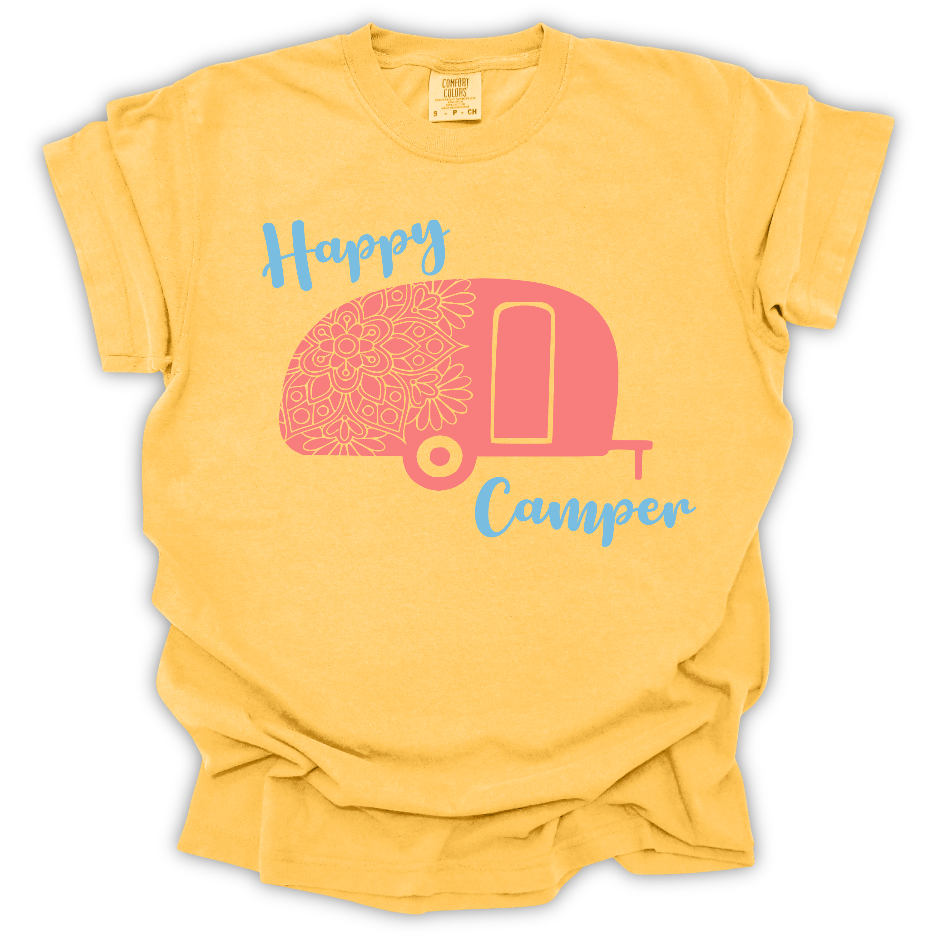 Happy Camper Tee – Comfort Colors Relaxed Fit | Camping Graphic Shirt