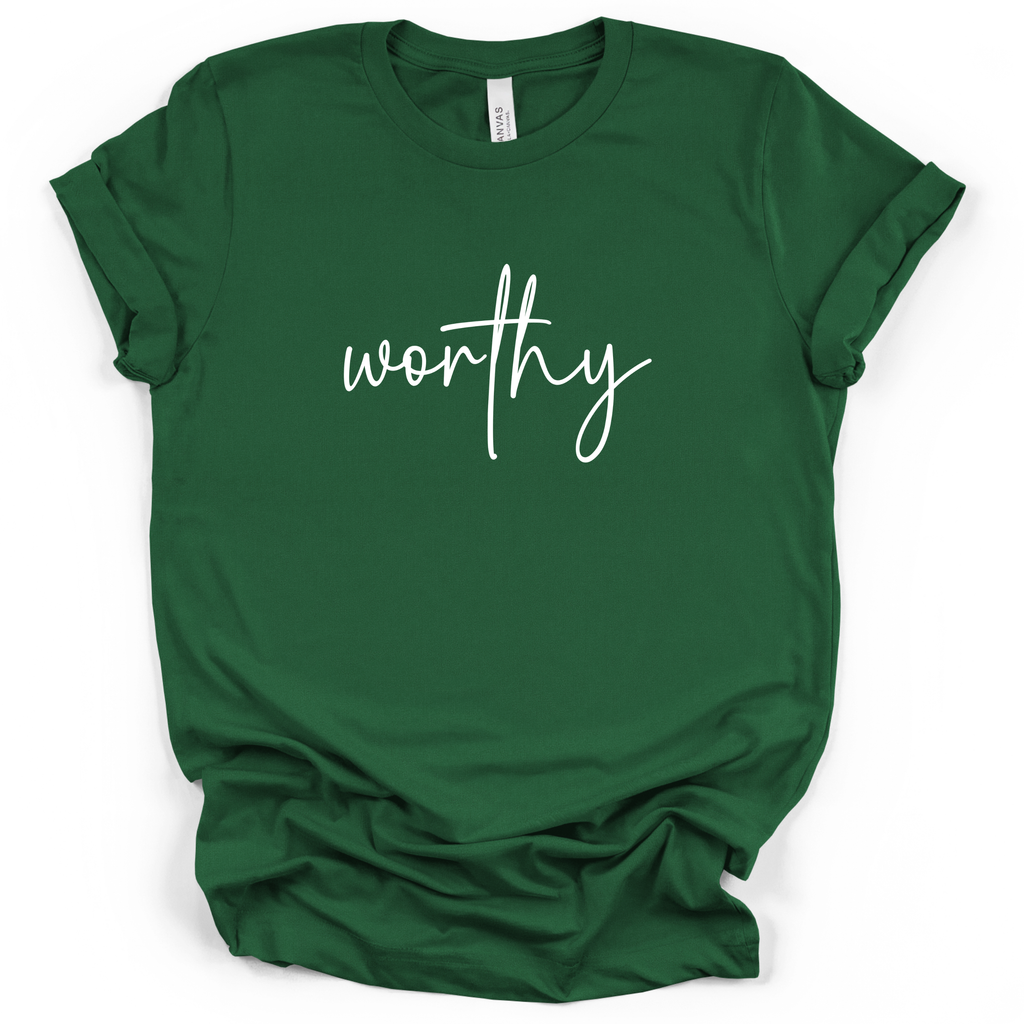Worthy Script Tee - Bella + Canvas Modern Fit