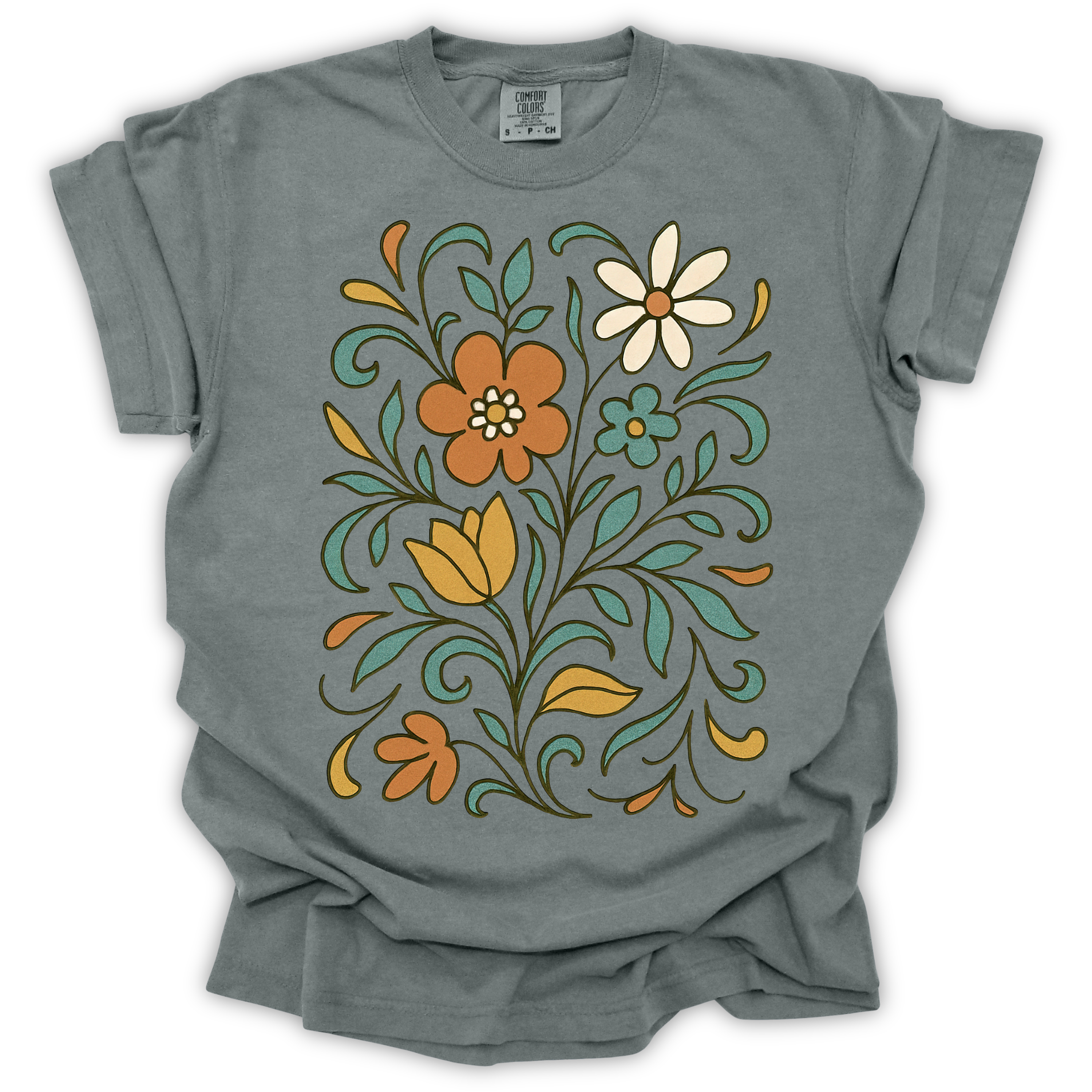 Floral Folk Art T-Shirt – Comfort Colors Relaxed Fit