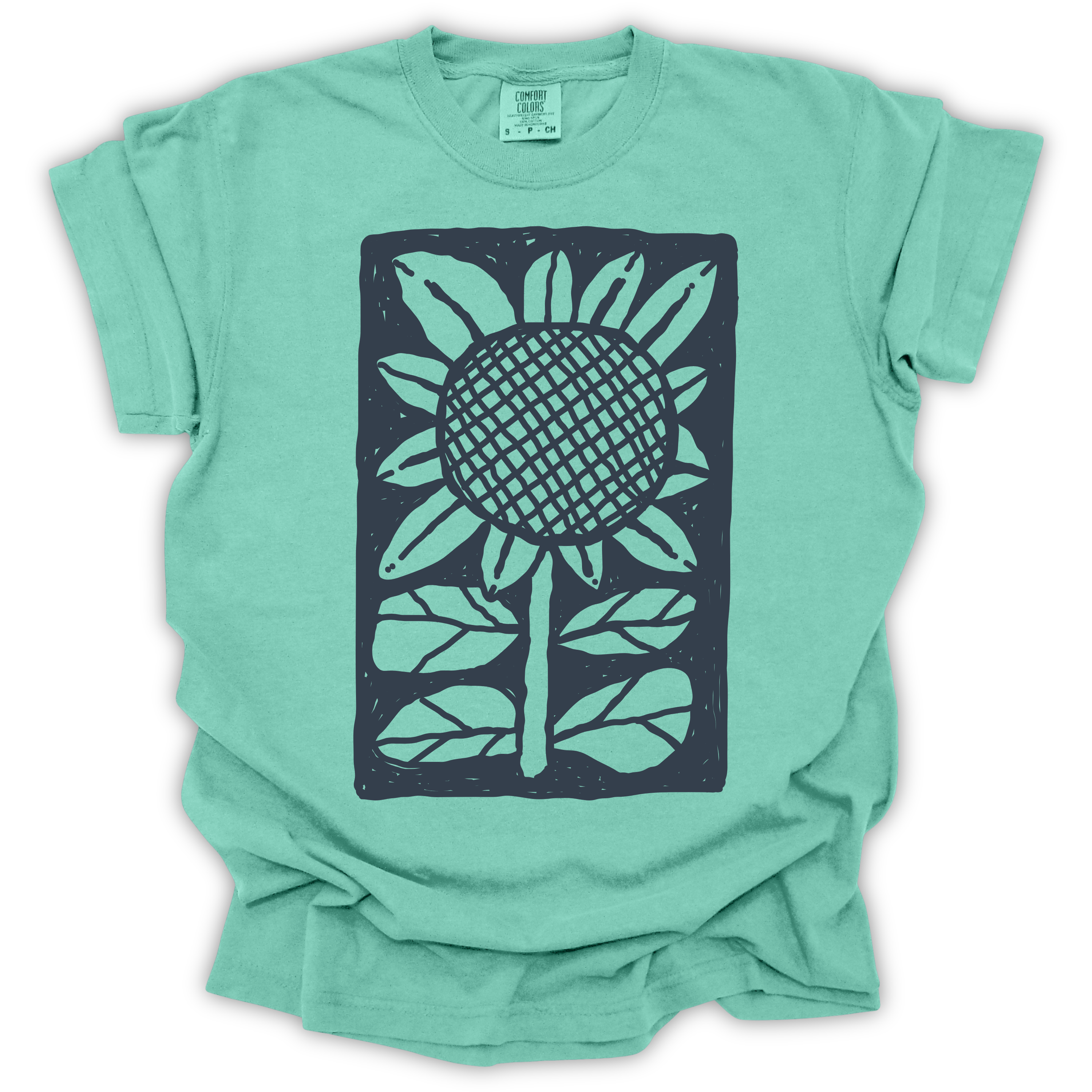 Sunflower Block Print T-Shirt – Comfort Colors Relaxed Fit