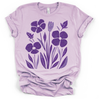 Purple Pansy Garden Tee - Bella + Canvas Modern Fit