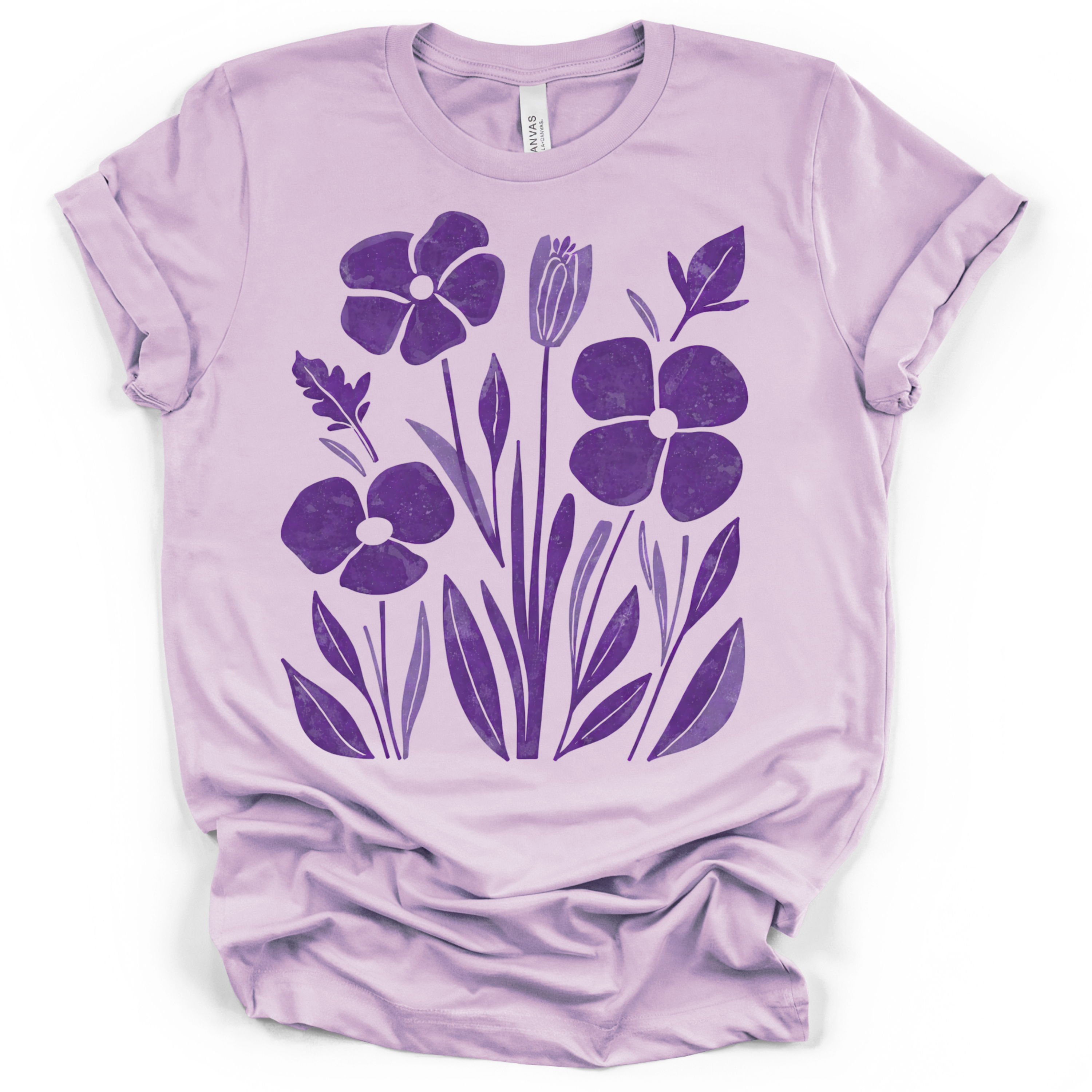 Purple Pansy Garden Tee - Bella + Canvas Modern Fit