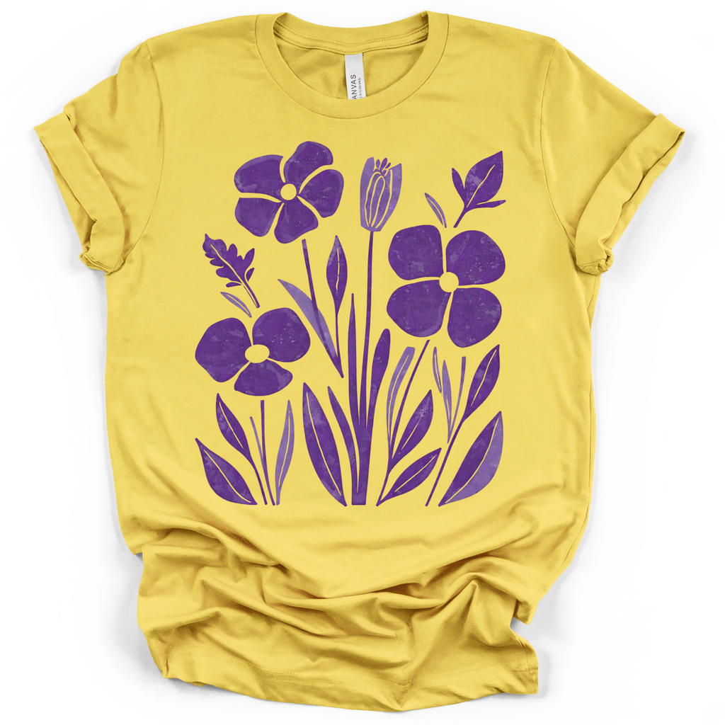 Purple Pansy Garden Tee - Bella + Canvas Modern Fit