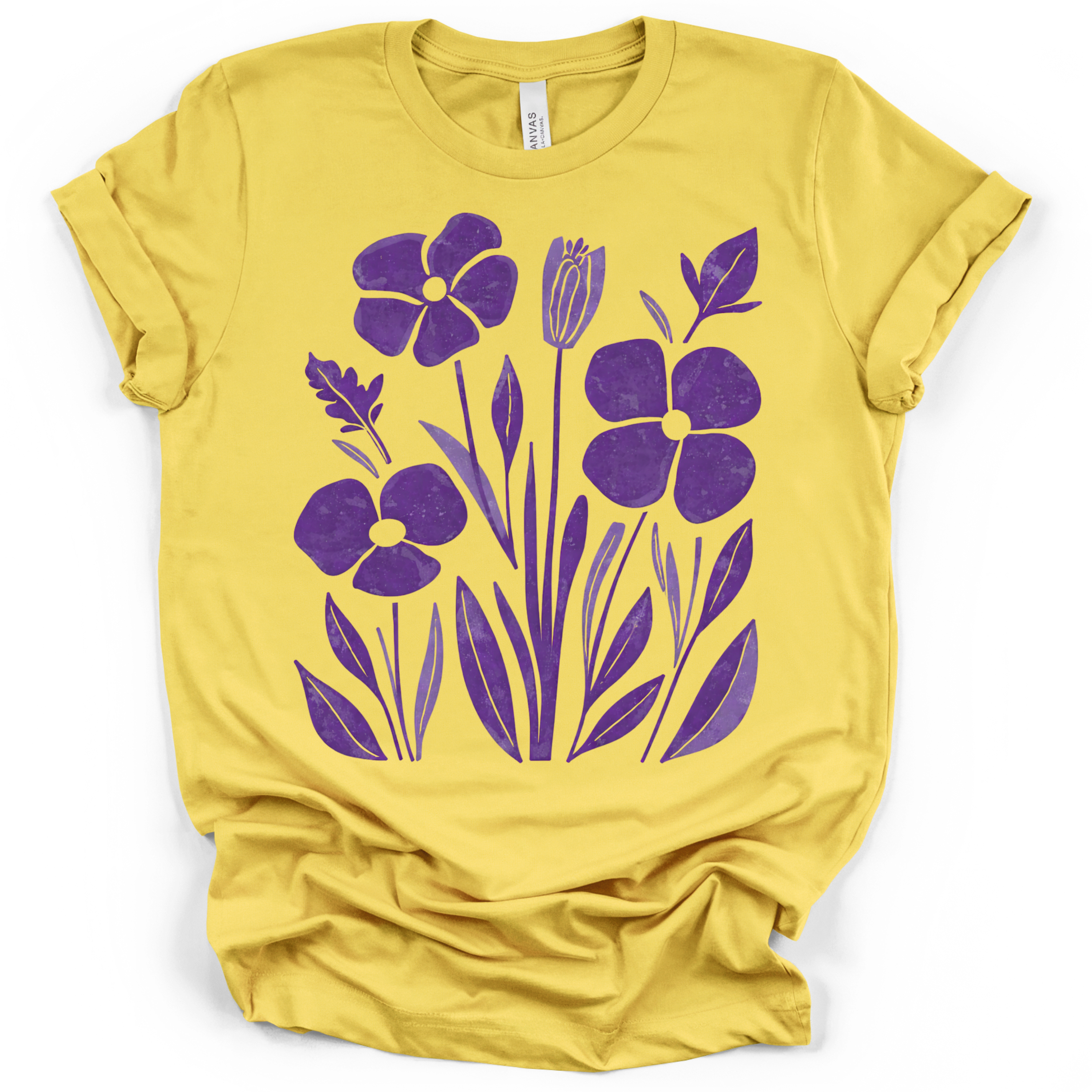 Purple Pansy Garden Tee - Bella + Canvas Modern Fit