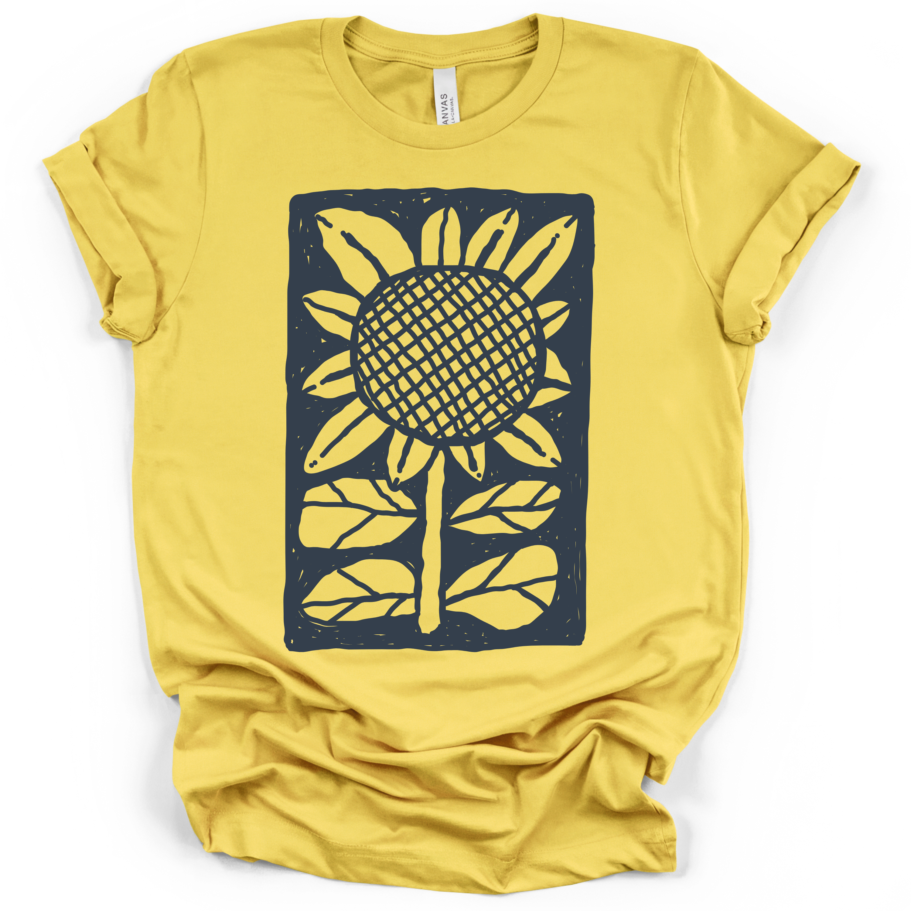 Sunflower Block Print T-Shirt – Bella + Canvas Modern Fit