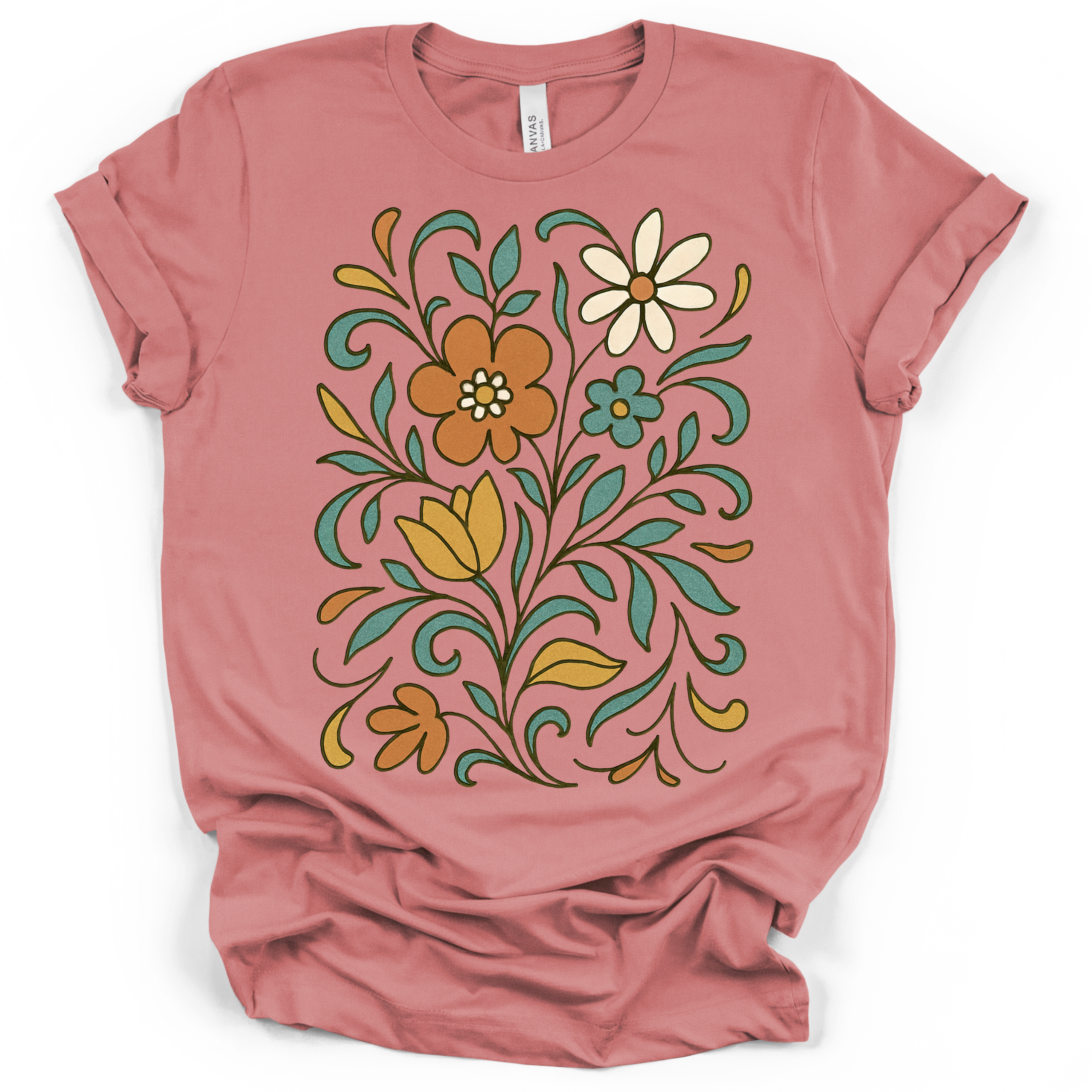 Floral Folk Art T-Shirt – Bella + Canvas Modern Fit