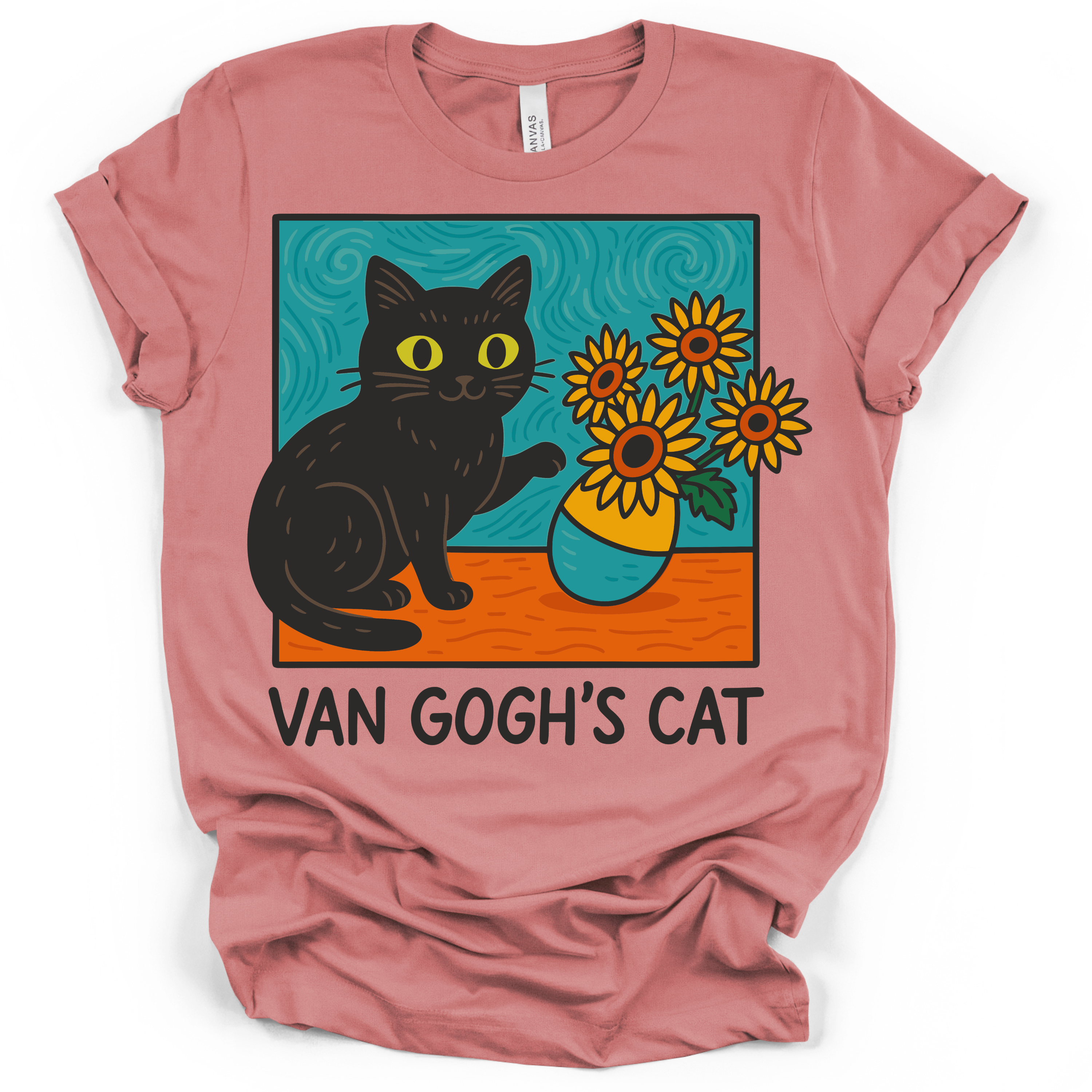 Van Gogh’s Cat Tee – Bella + Canvas Modern Fit | Art Humor Cat Shirt