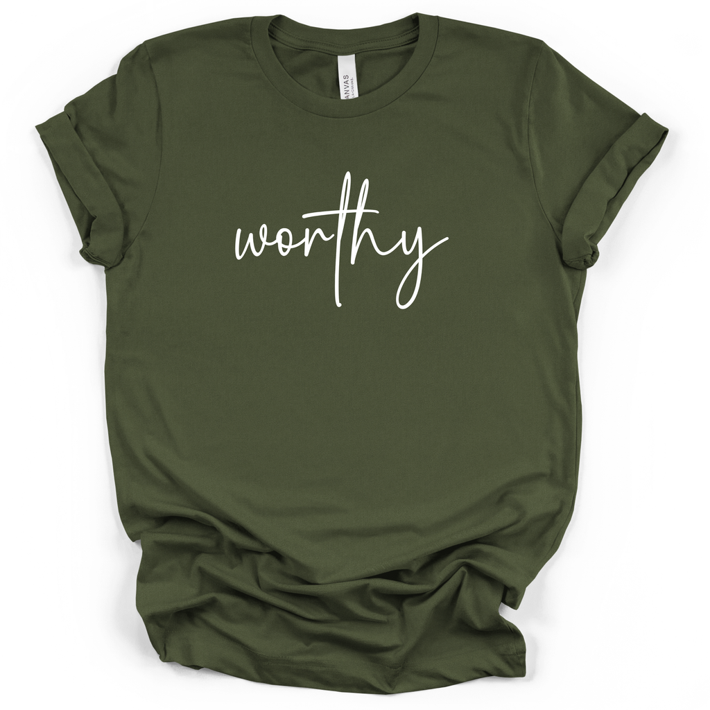 Worthy Script Tee - Bella + Canvas Modern Fit