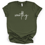 Worthy Script Tee - Bella + Canvas Modern Fit
