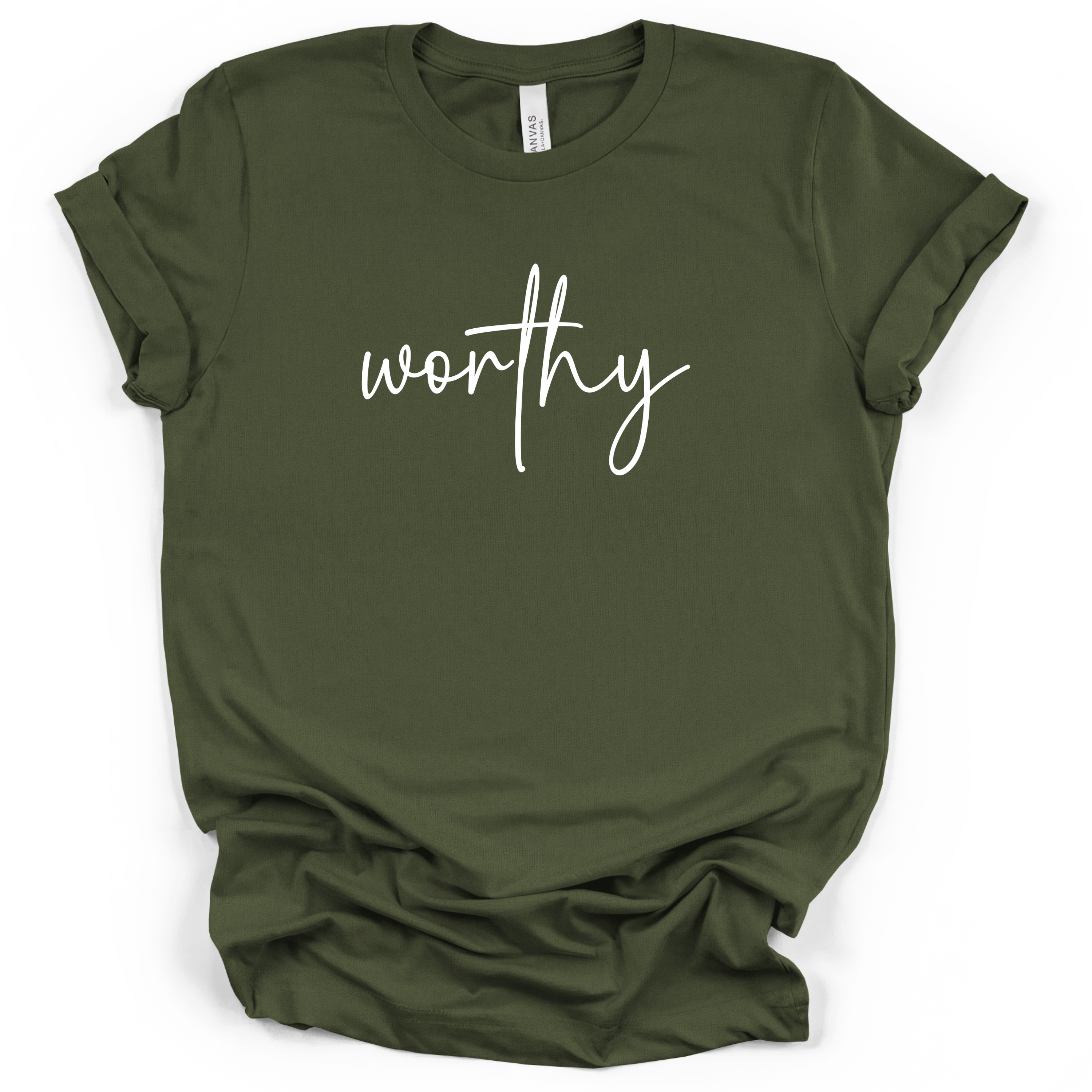 Worthy Script Tee - Bella + Canvas Modern Fit