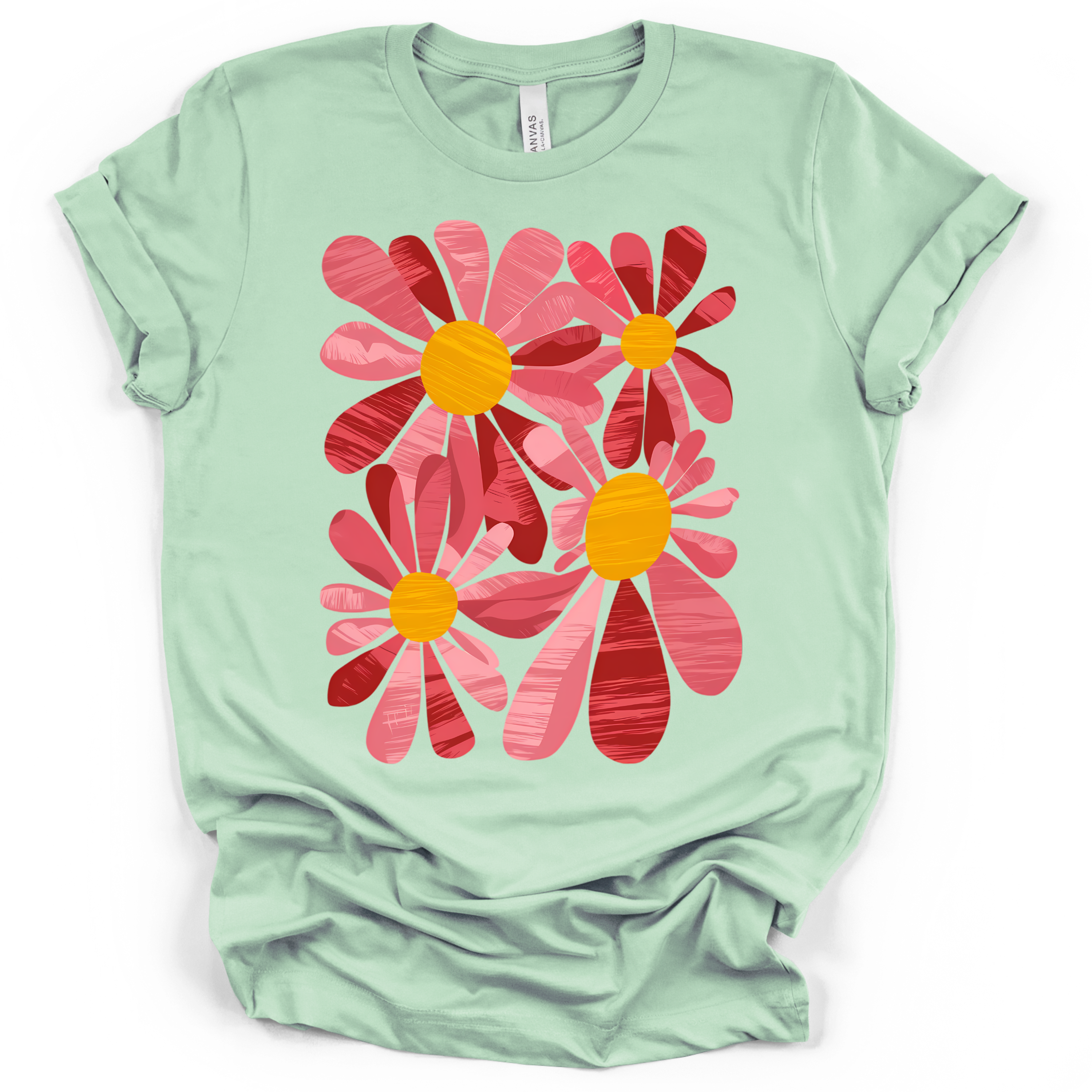Retro Pink Daisy T-Shirt – Bella + Canvas Modern Fit