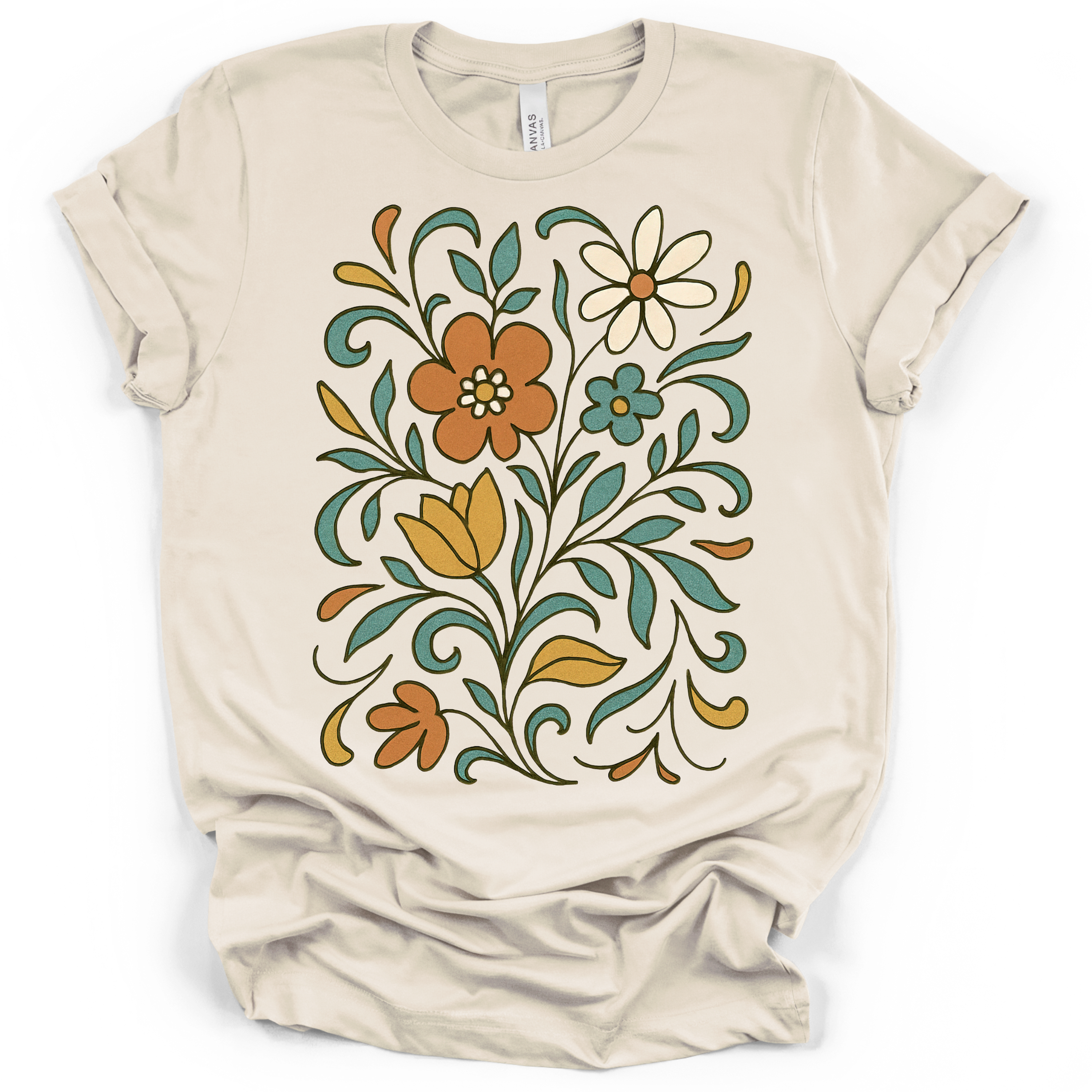 Floral Folk Art T-Shirt – Bella + Canvas Modern Fit