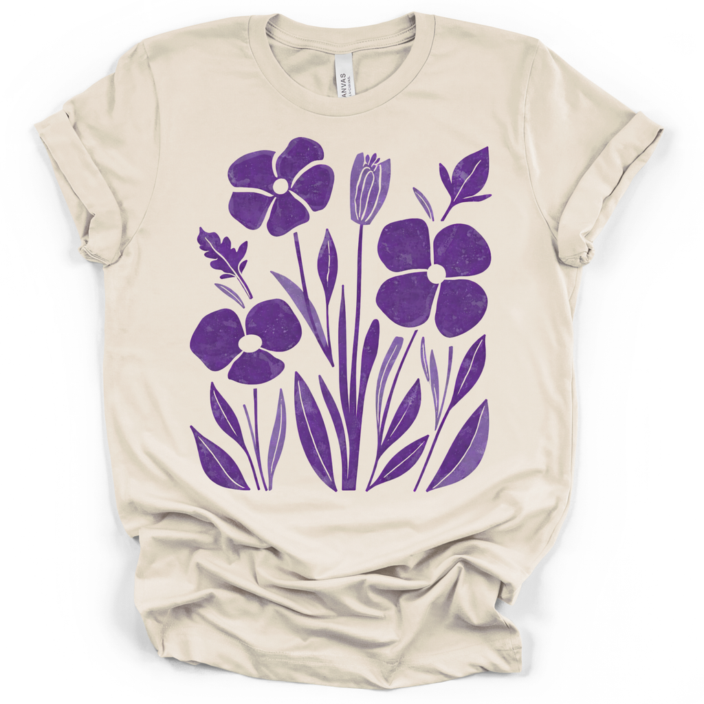 Purple Pansy Garden Tee - Bella + Canvas Modern Fit