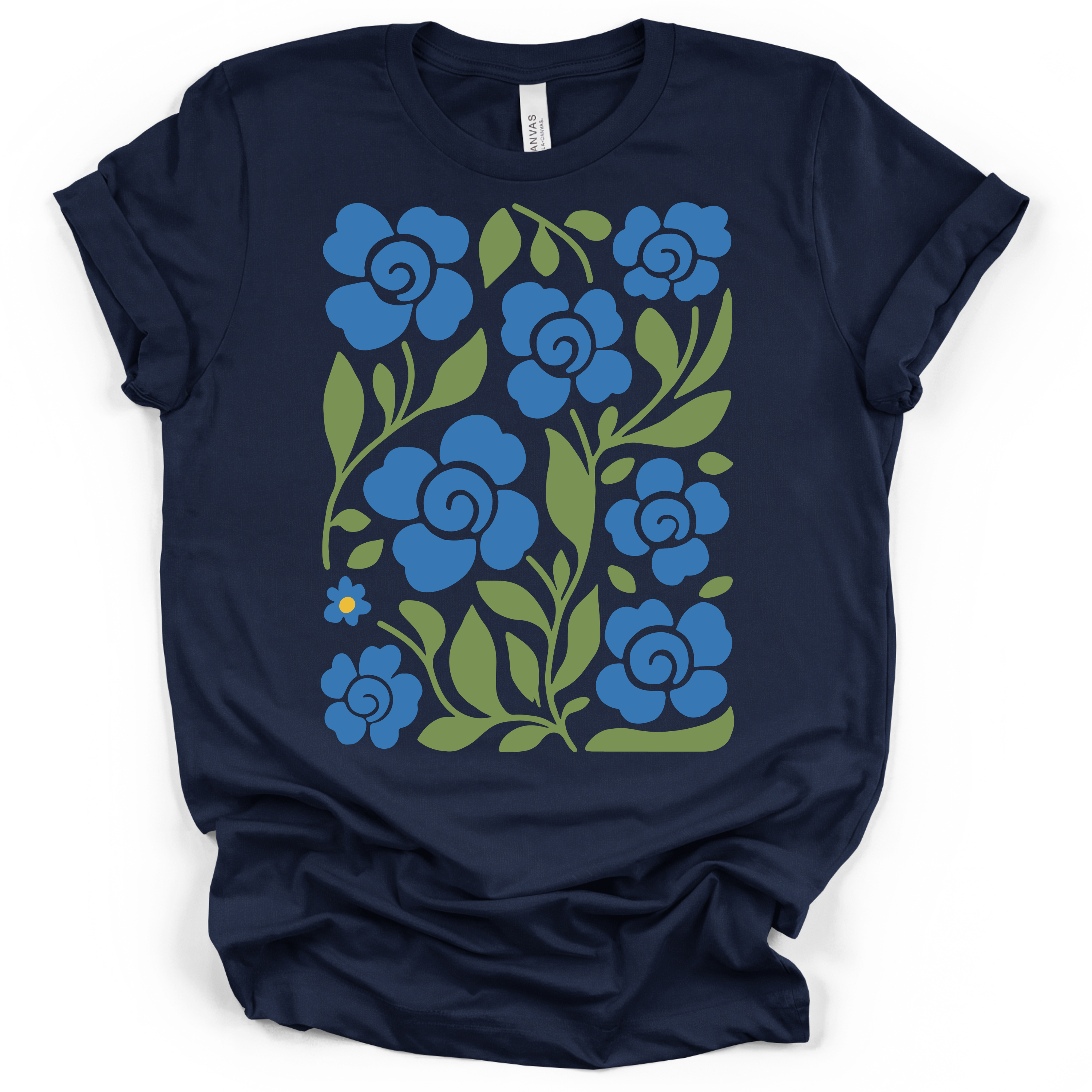 Boho Blue Roses T-Shirt – Bella + Canvas Modern Fit