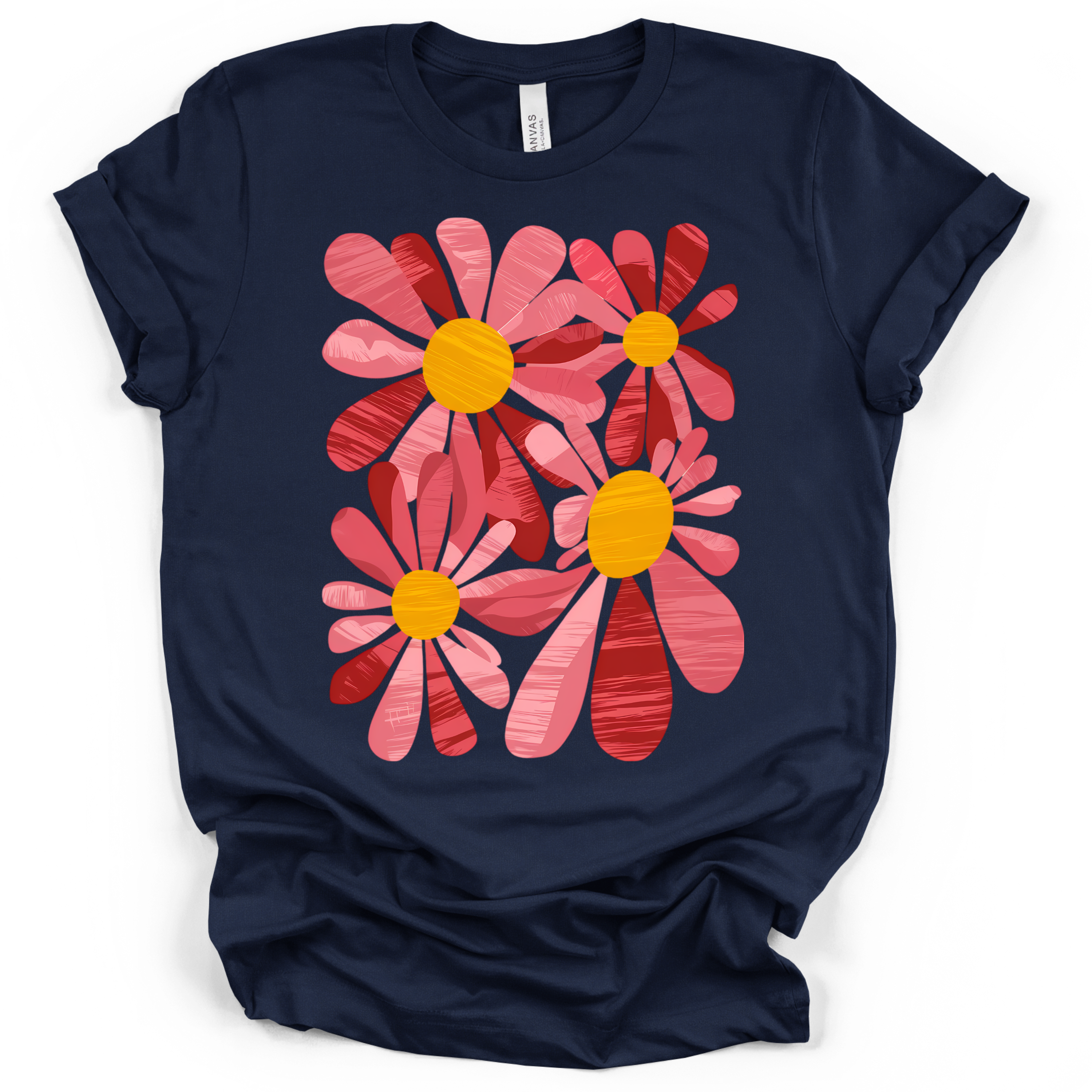 Retro Pink Daisy T-Shirt – Bella + Canvas Modern Fit