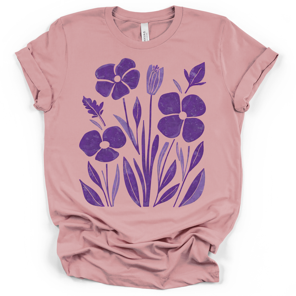 Purple Pansy Garden Tee - Bella + Canvas Modern Fit