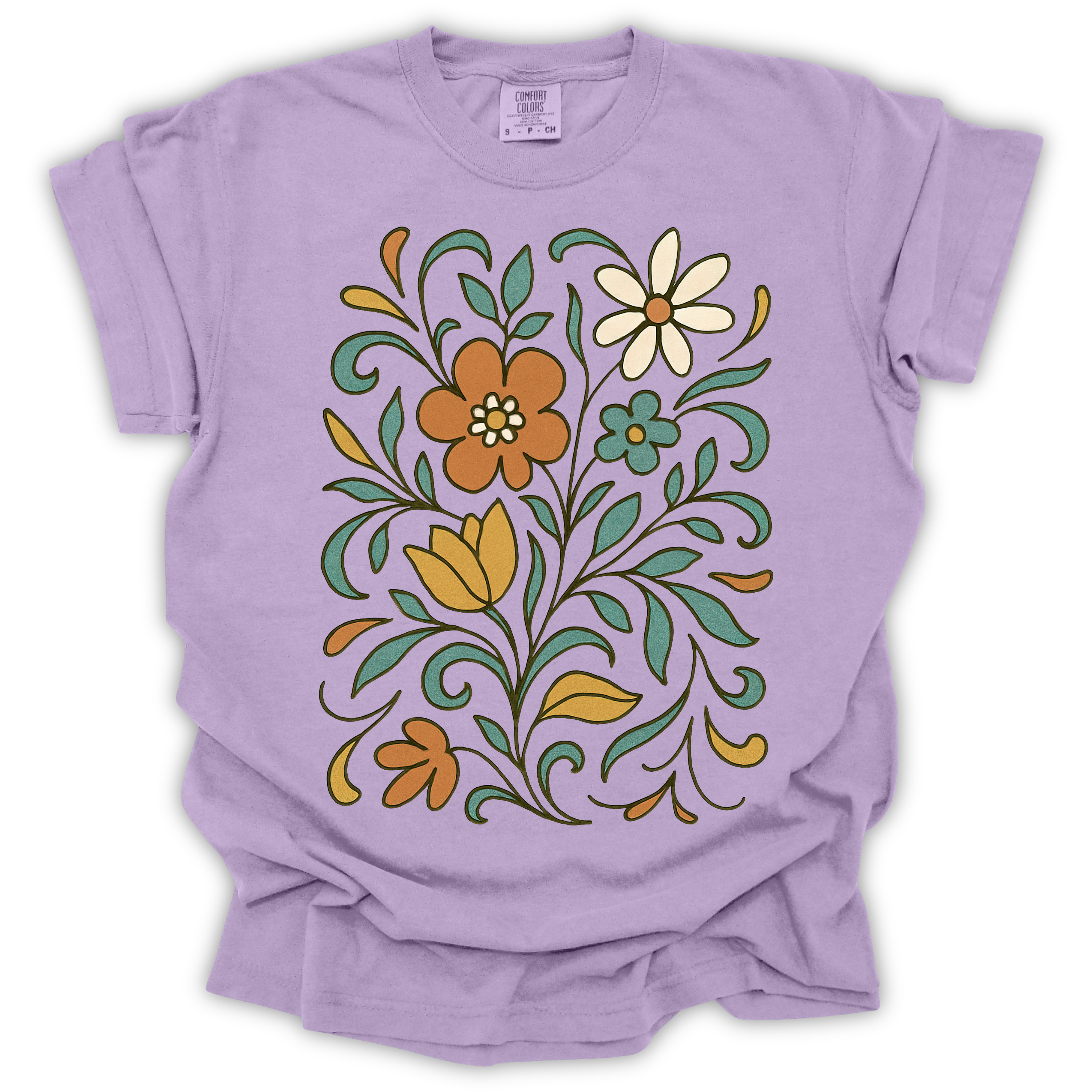 Floral Folk Art T-Shirt – Comfort Colors Relaxed Fit