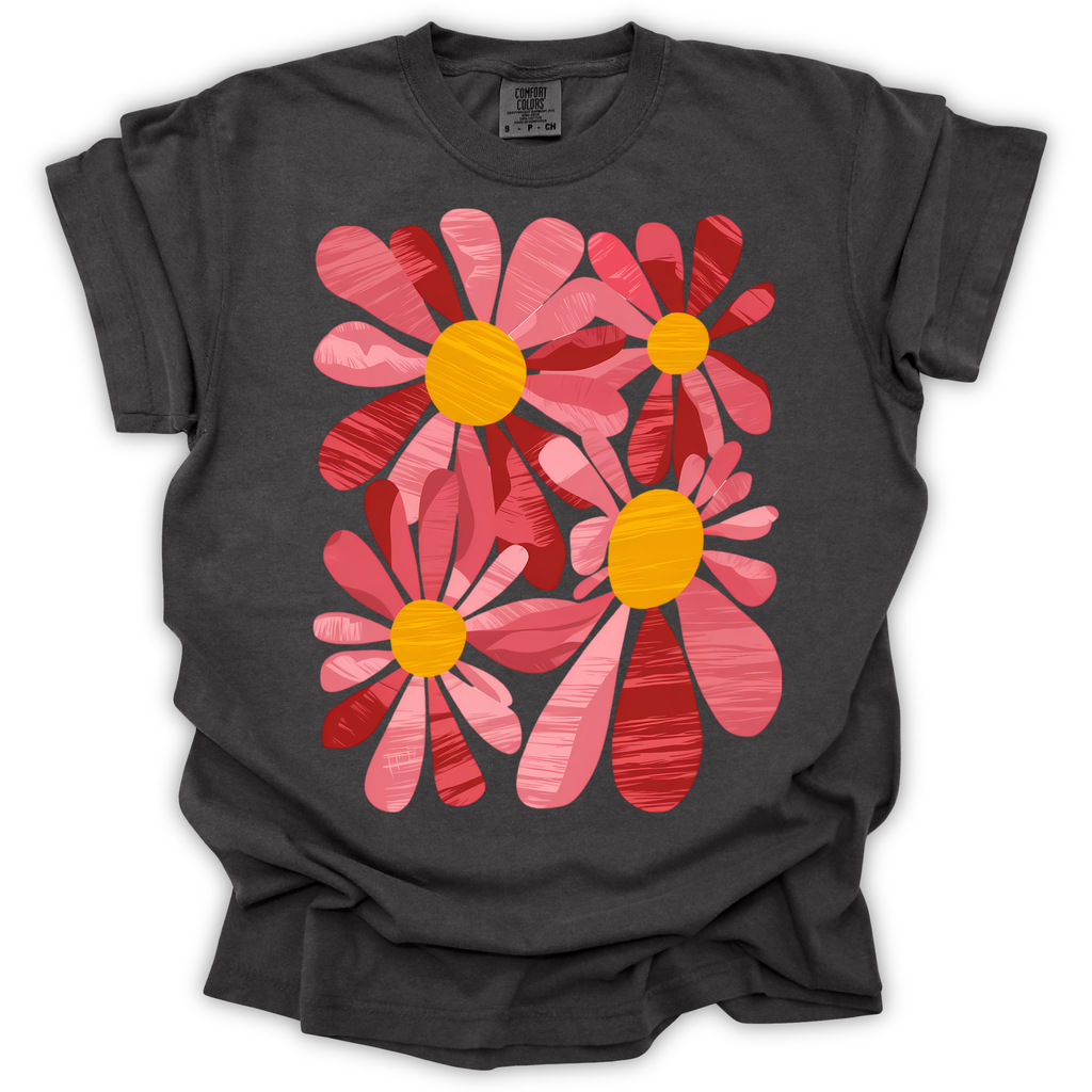 Retro Pink Daisy T-Shirt – Comfort Colors Relaxed Fit