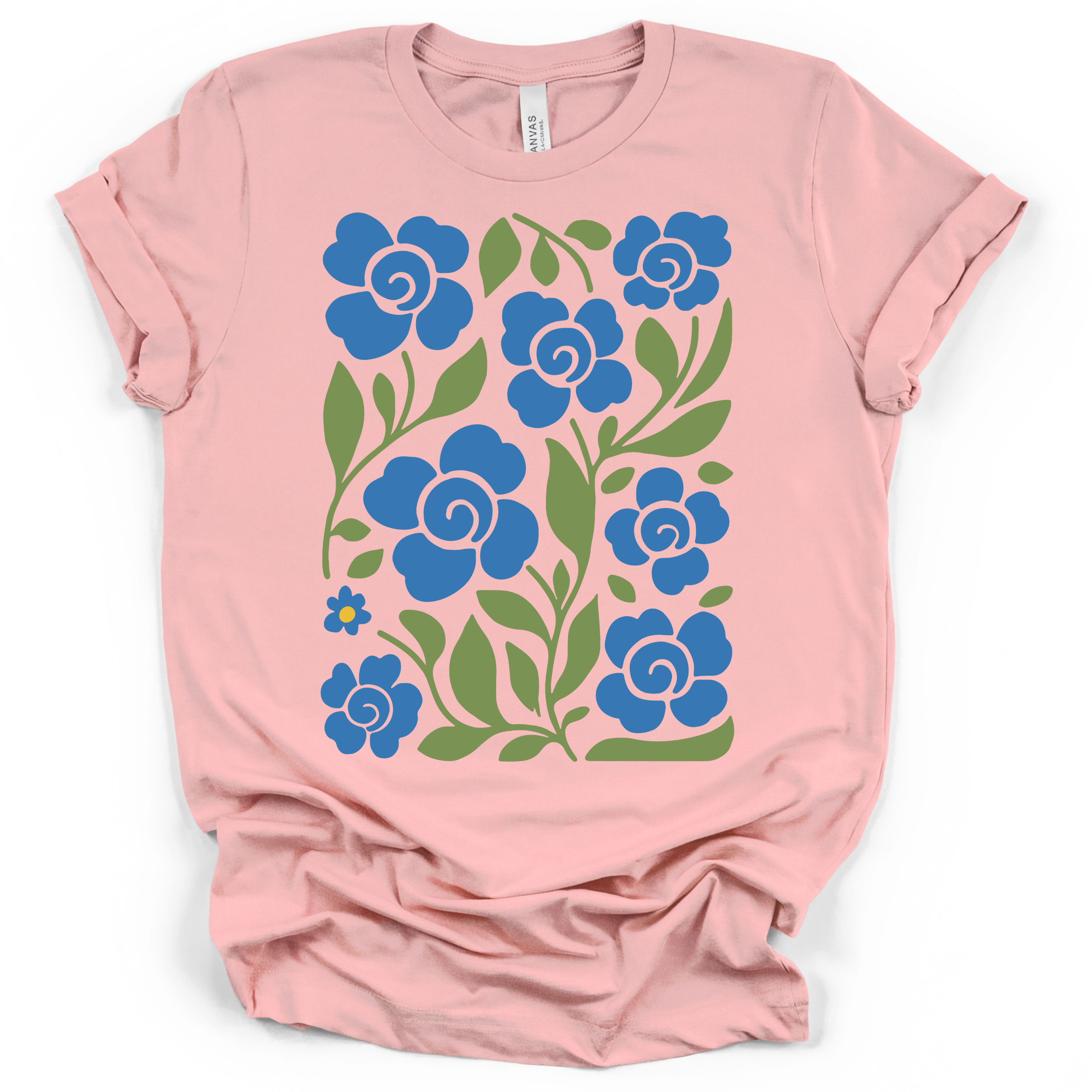 Boho Blue Roses T-Shirt – Bella + Canvas Modern Fit
