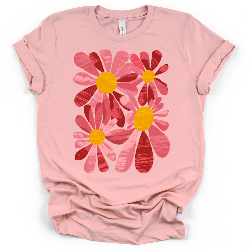 Retro Pink Daisy T-Shirt – Bella + Canvas Modern Fit