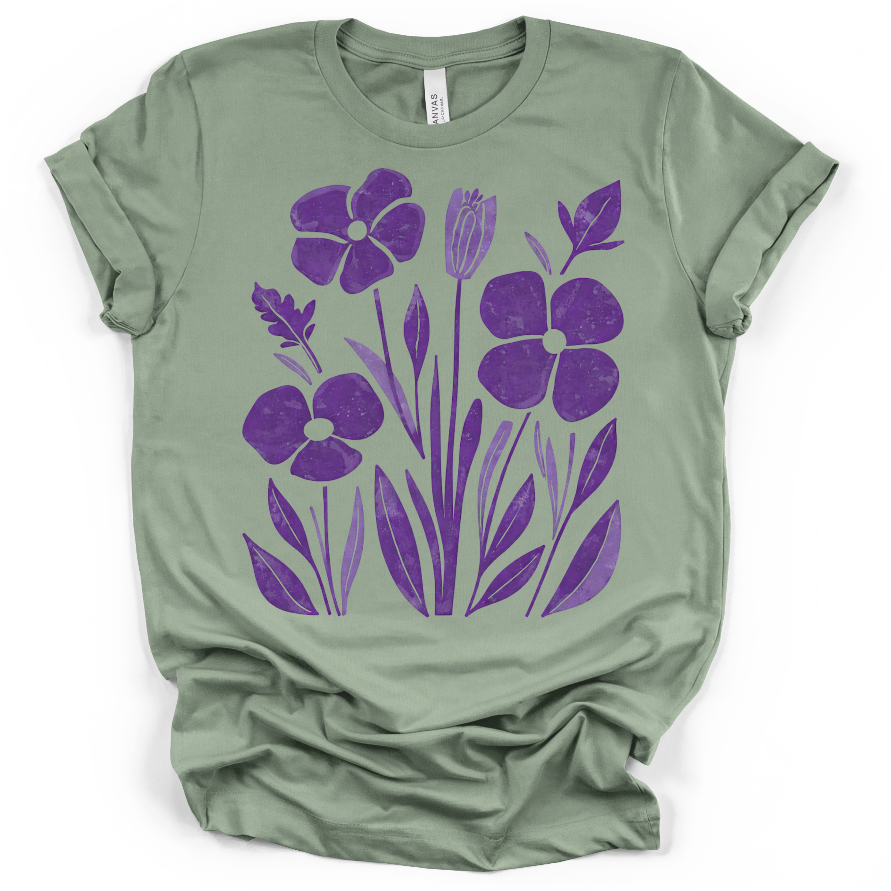 Purple Pansy Garden Tee - Bella + Canvas Modern Fit