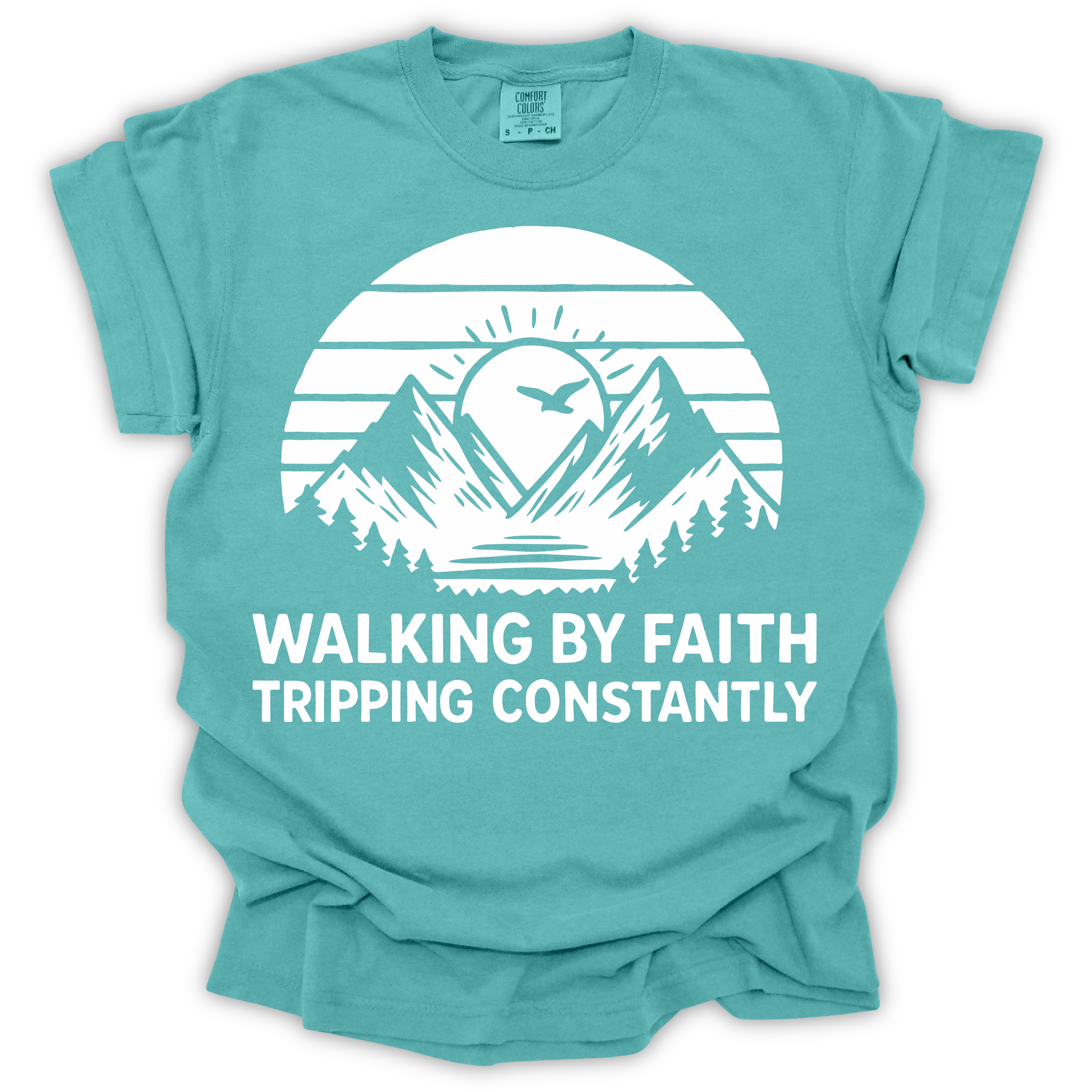 Walking by Faith Tripping Constantly Tee – Comfort Colors Relaxed Fit | Christian Humor Shirt