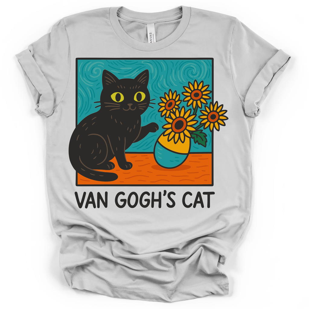 Van Gogh’s Cat Tee – Bella + Canvas Modern Fit | Art Humor Cat Shirt